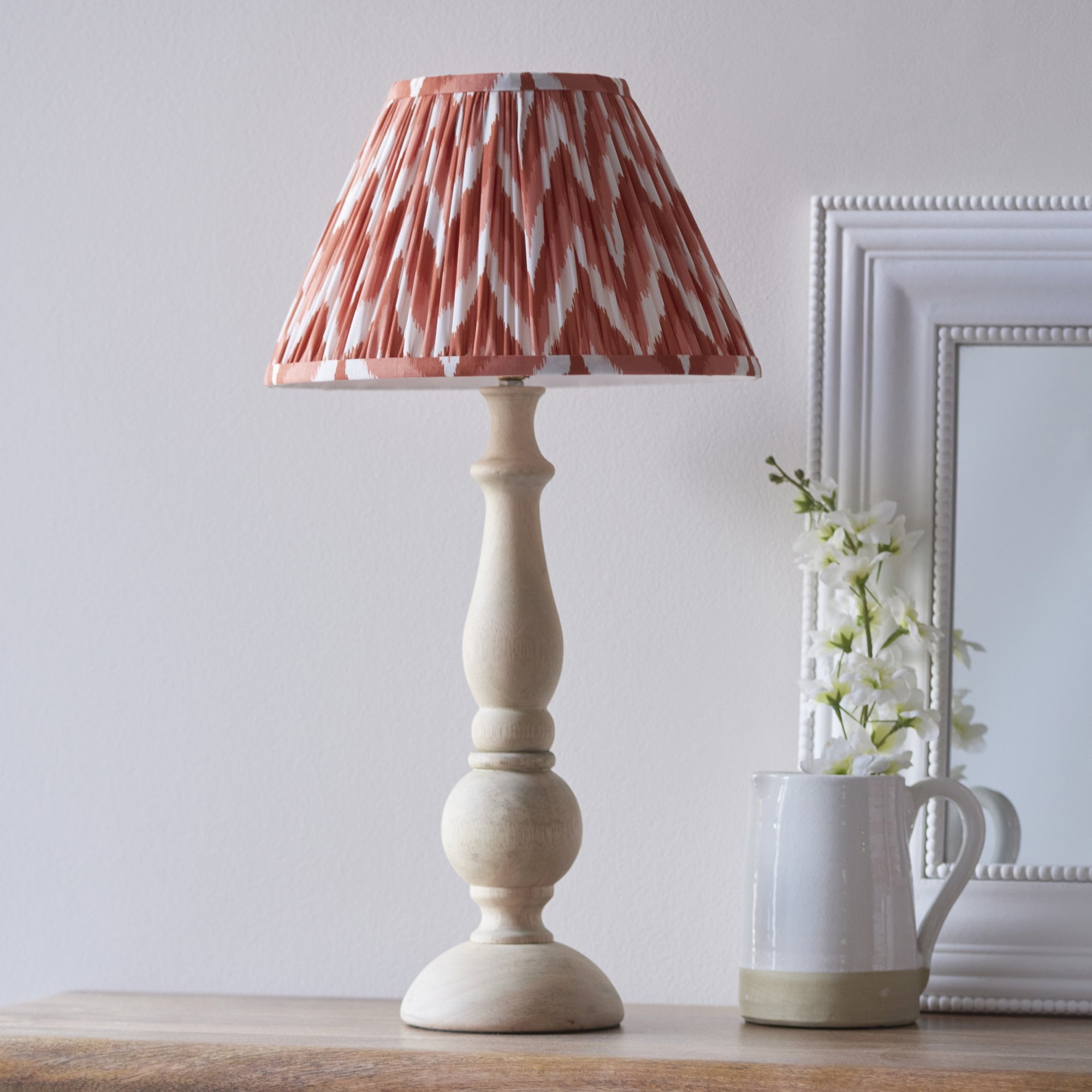 Endon Hidcote Table Lamp & Zigzag 30cm Apricot Orange Shade