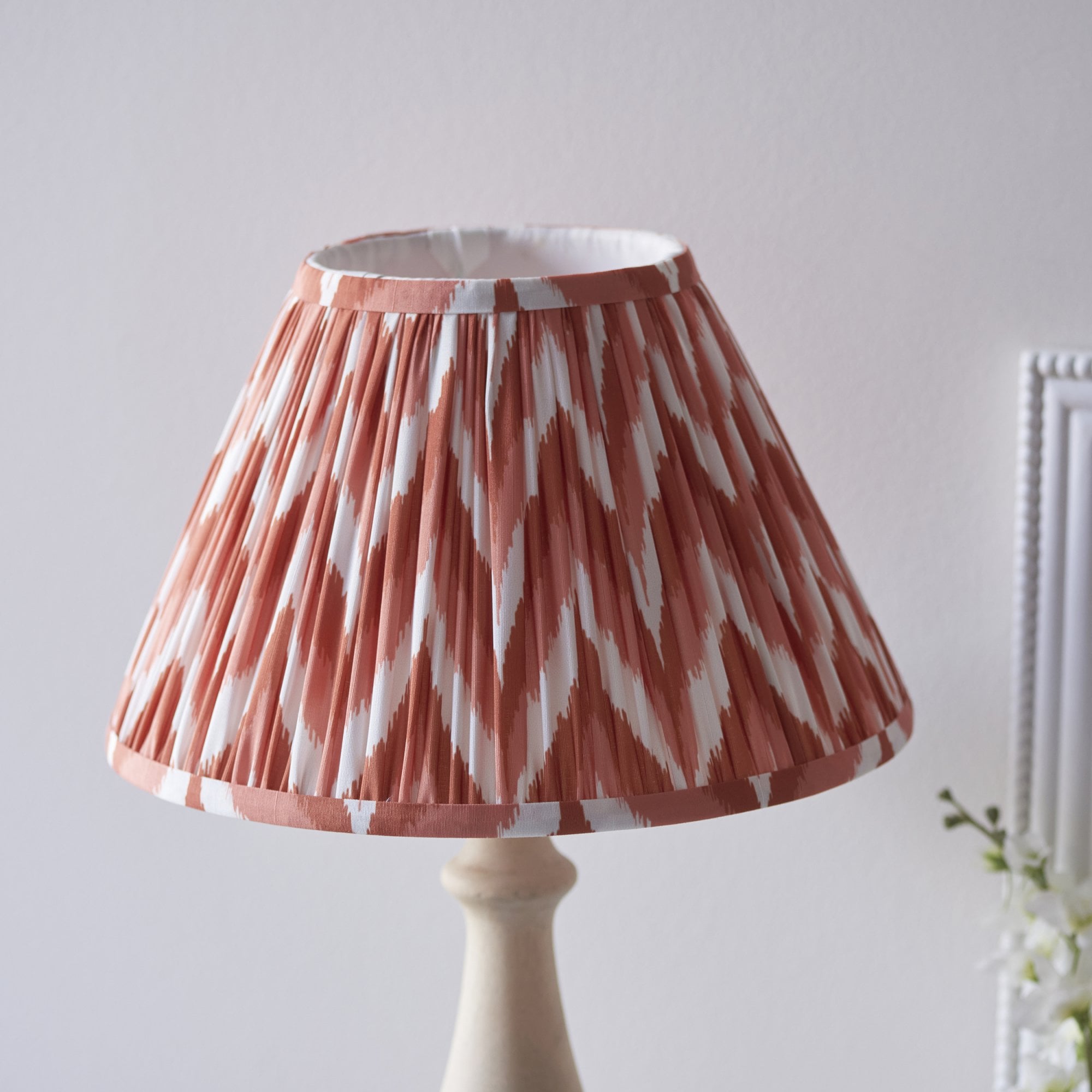 Endon Hidcote Table Lamp & Zigzag 30cm Apricot Orange Shade