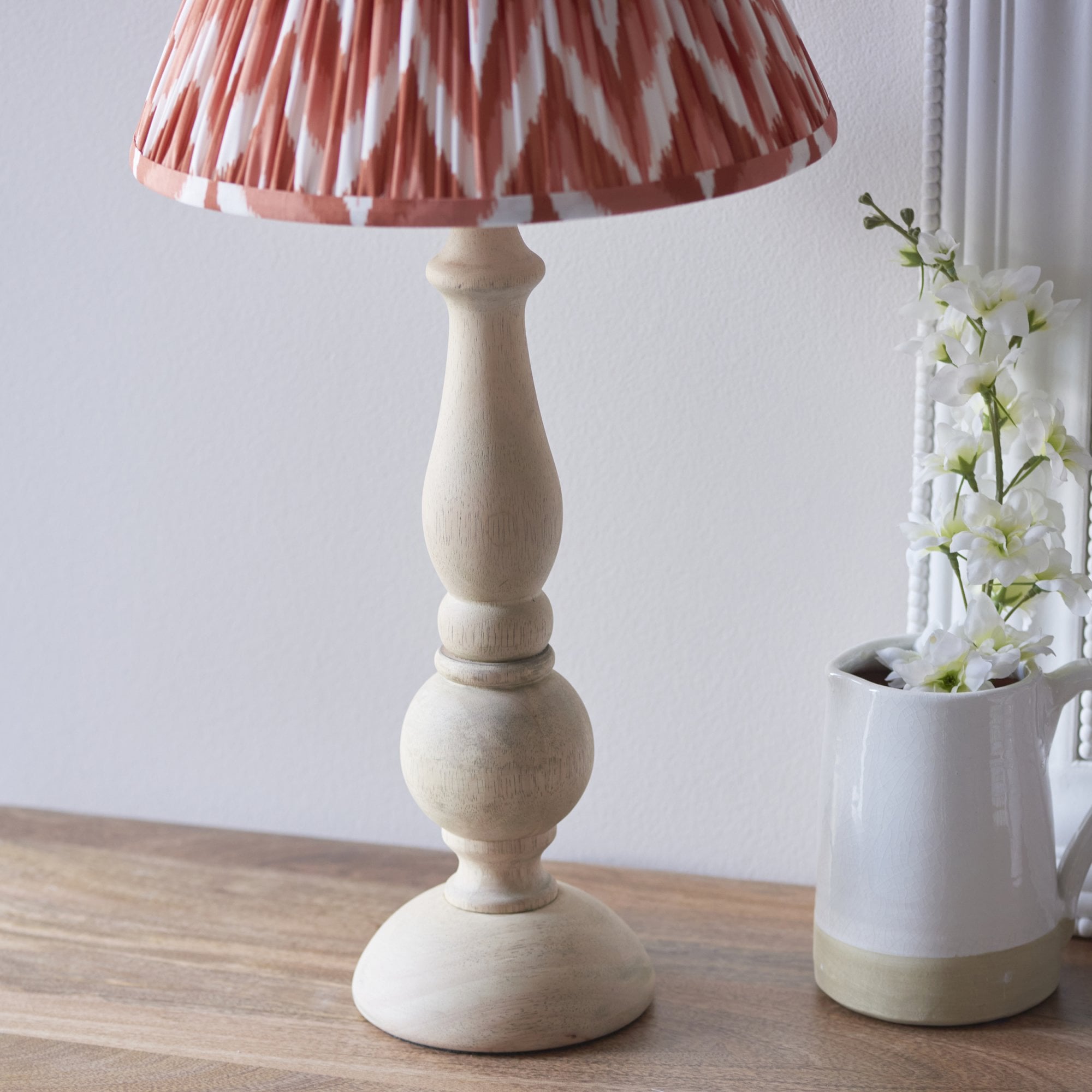 Endon Hidcote Table Lamp & Zigzag 30cm Apricot Orange Shade