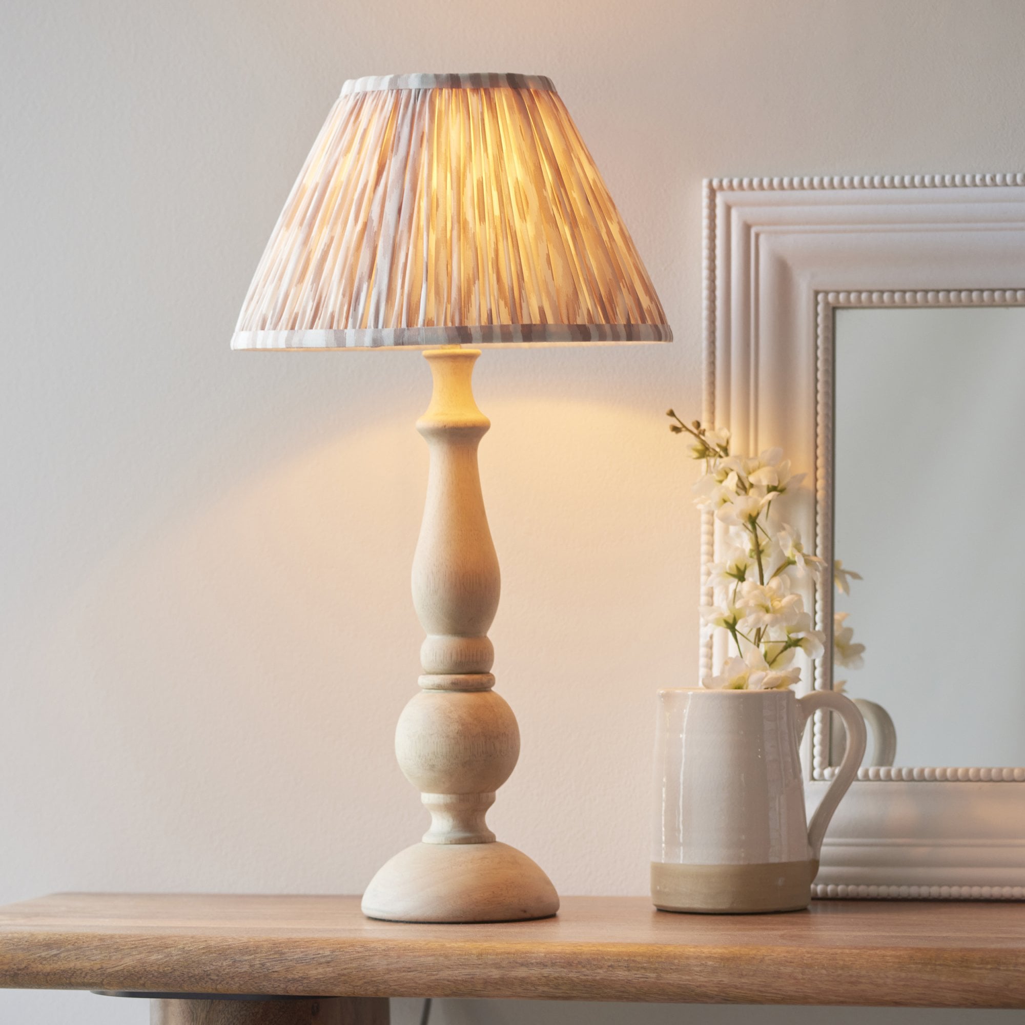 Endon Hidcote Table Lamp & Ikat 30cm Neutral Shade