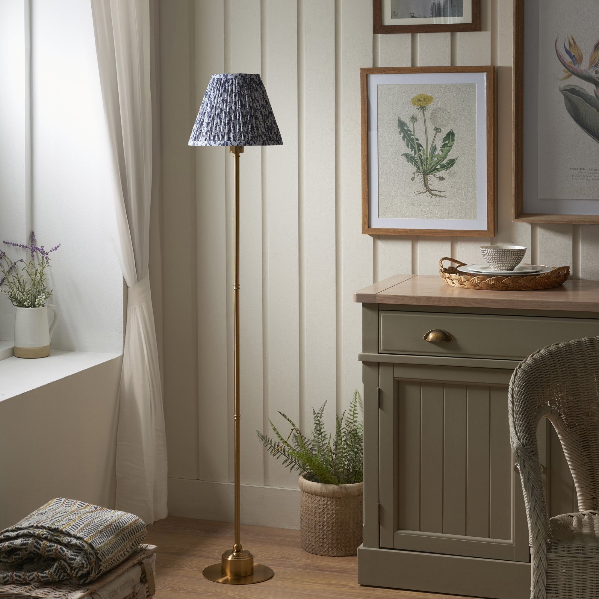 Endon Burley Rechargeable Table Lamp & Leaf 25cm Pearl Grey Shade