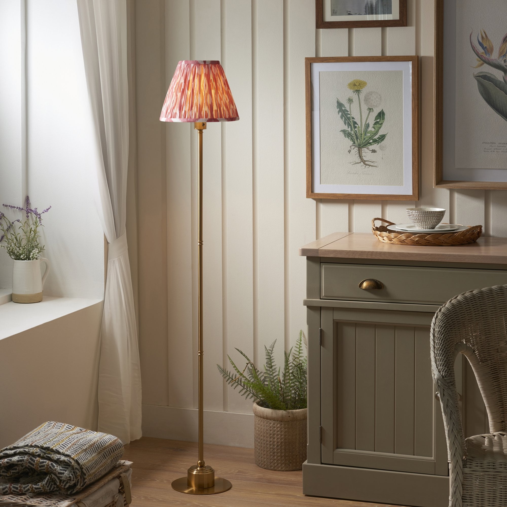 Endon Burley Rechargeable Table Lamp & Ikat 25cm Coral Pink Shade