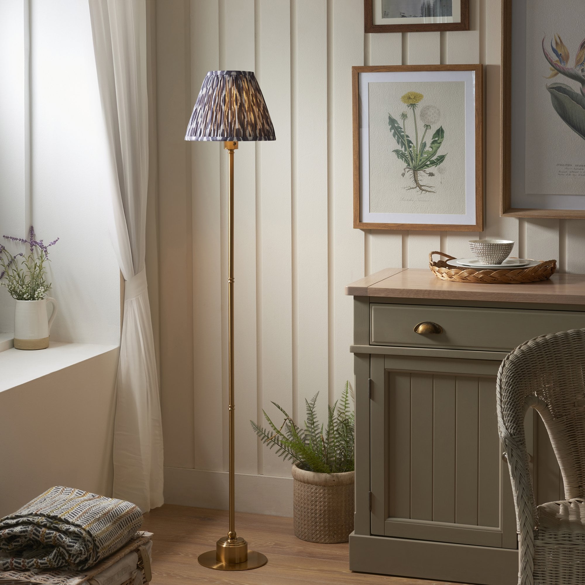 Endon Burley Rechargeable Table Lamp & Ikat 25cm Pearl Grey Shade
