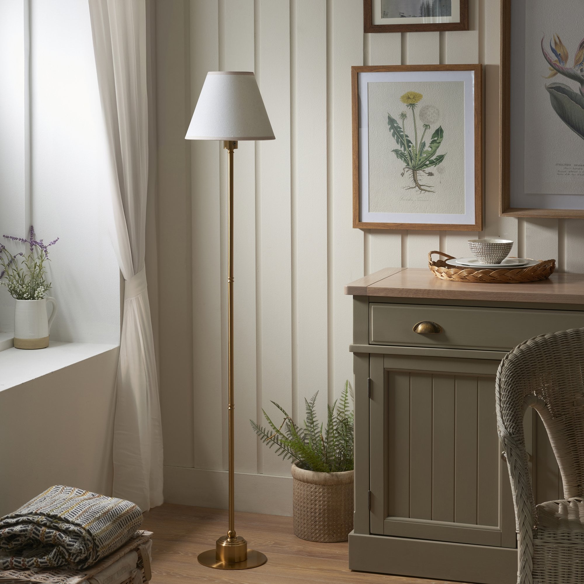 Endon Burley Rechargeable Table Lamp & Ivy 25cm Vintage White Shade