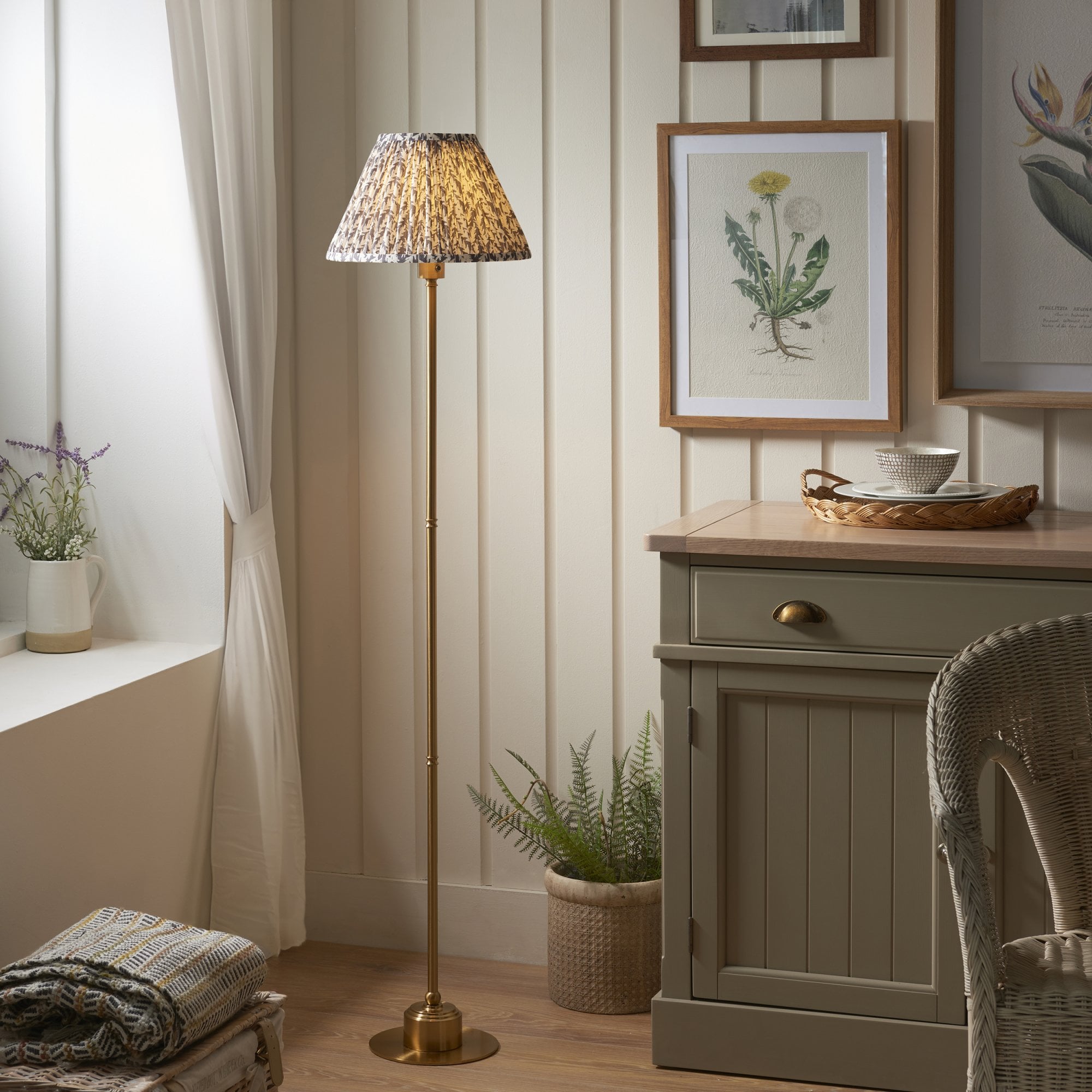 Endon Burley Rechargeable Table Lamp & Leaf 30cm Pearl Grey Shade