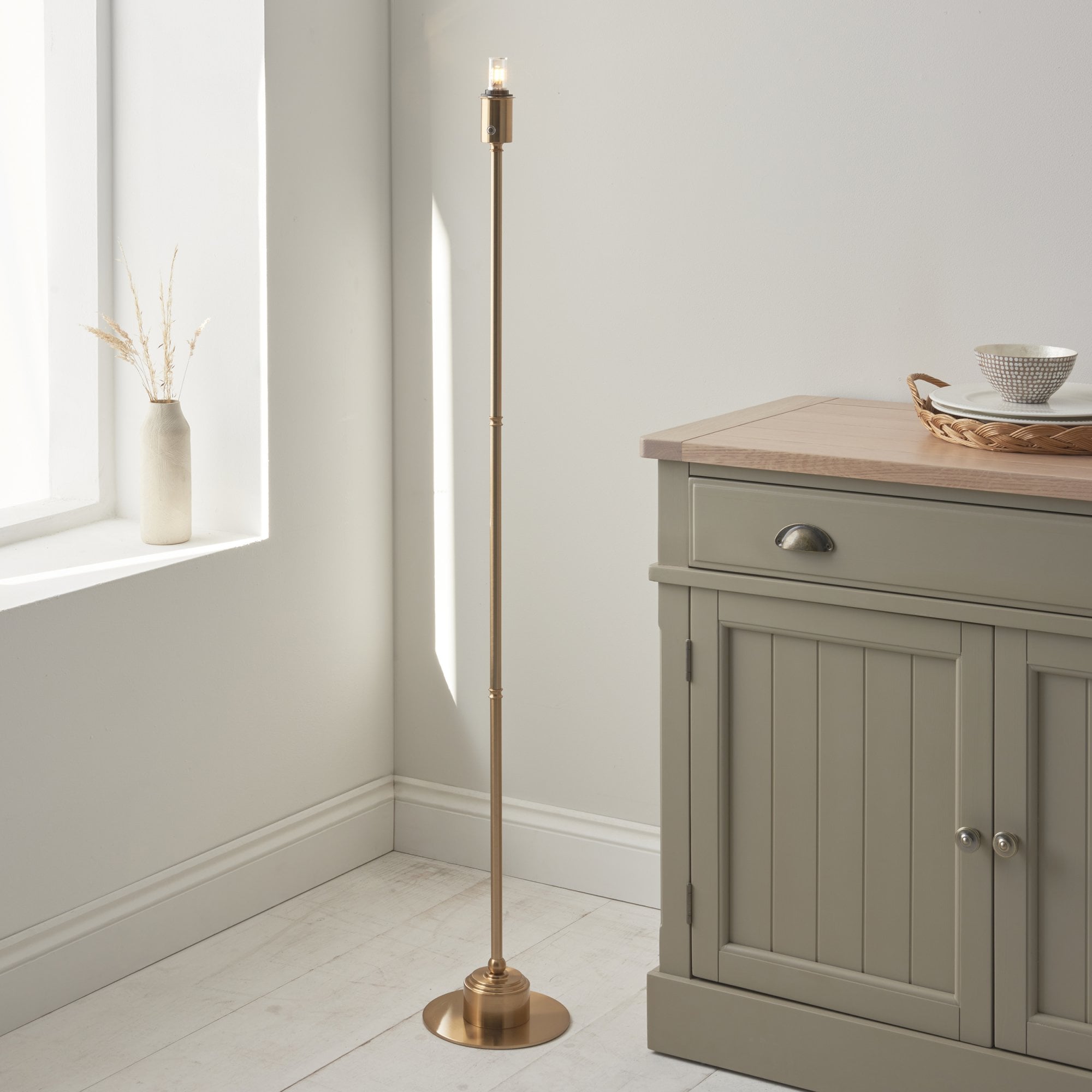 Endon Burley Rechargeable Table Lamp & Leaf 30cm Pearl Grey Shade