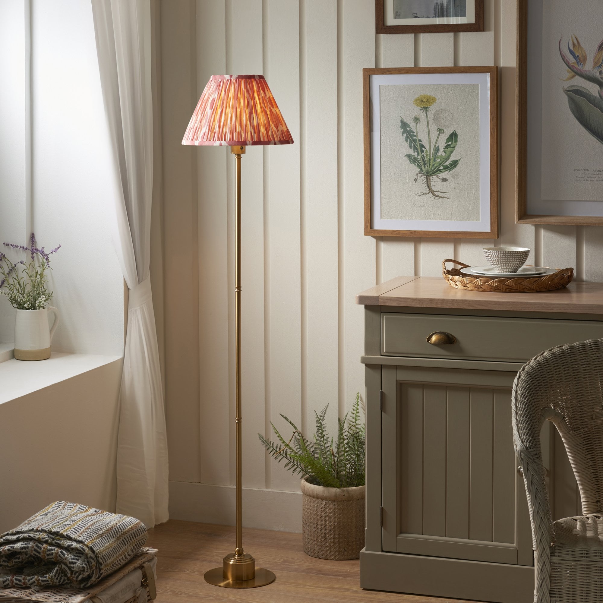 Endon Burley Rechargeable Table Lamp & Ikat 30cm Coral Pink Shade