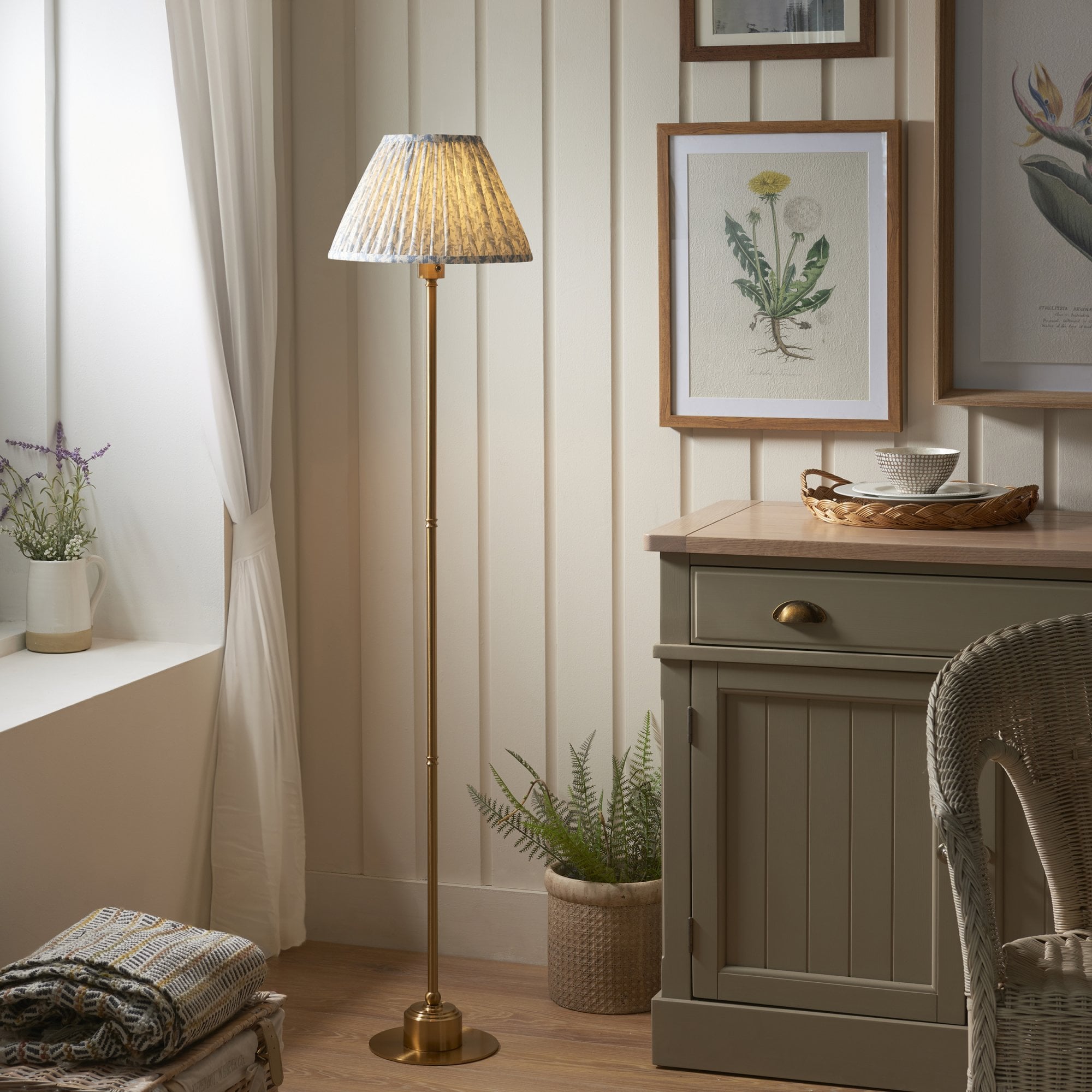 Endon Burley Rechargeable Table Lamp & Leaf 30cm Shell Bay Blue Shade