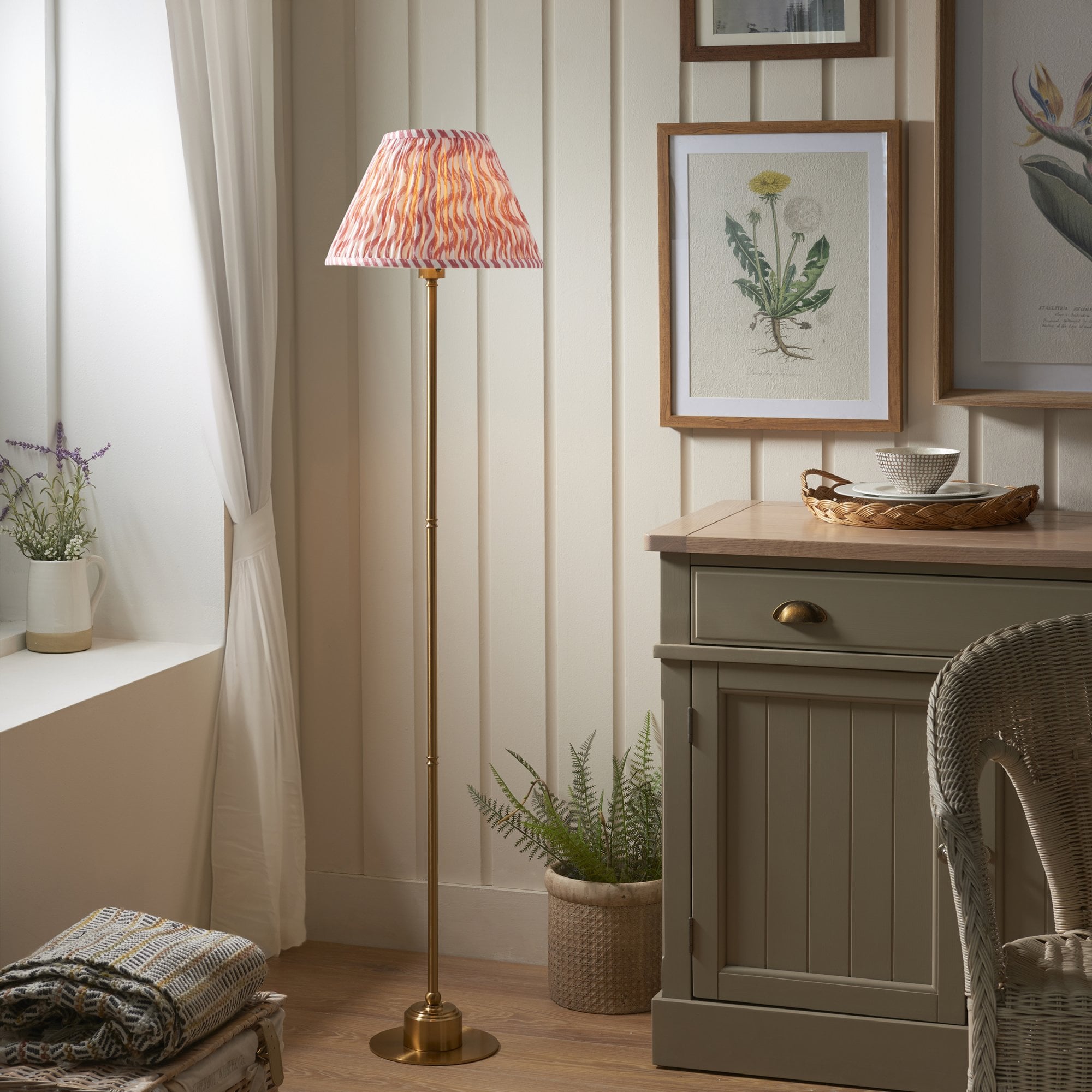Endon Burley Rechargeable Table Lamp & Ripple 30cm Coral Pink Shade