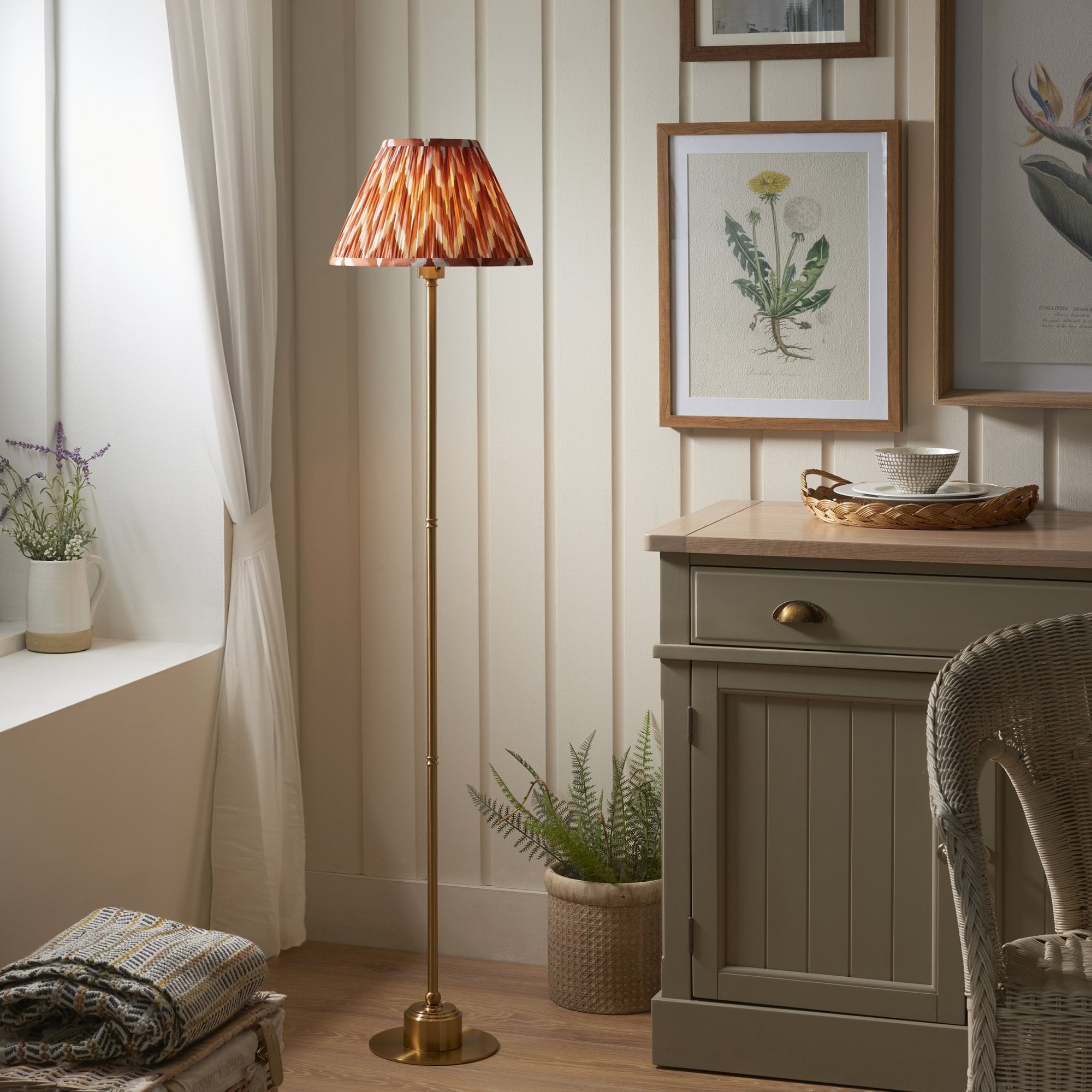 Endon Burley Rechargeable Table Lamp & Zigzag 30cm Apricot Orange Shade