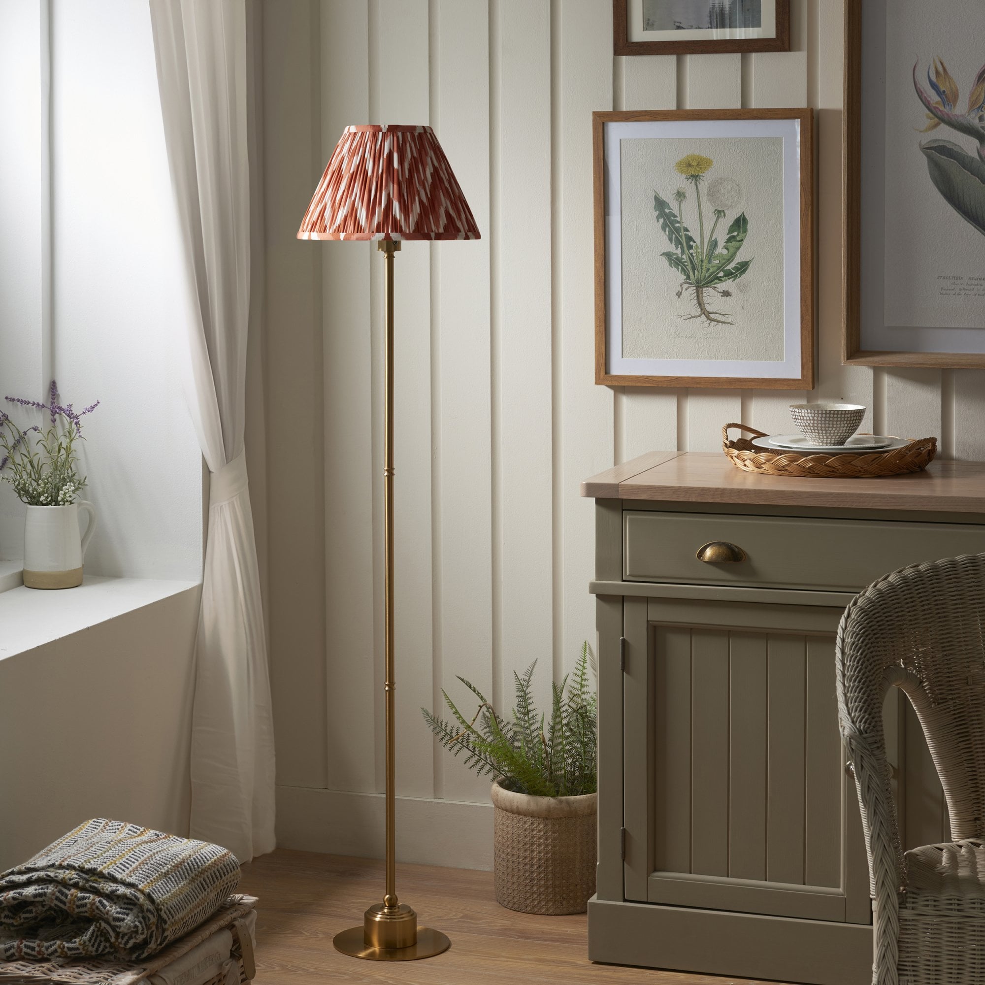Endon Burley Rechargeable Table Lamp & Zigzag 30cm Apricot Orange Shade