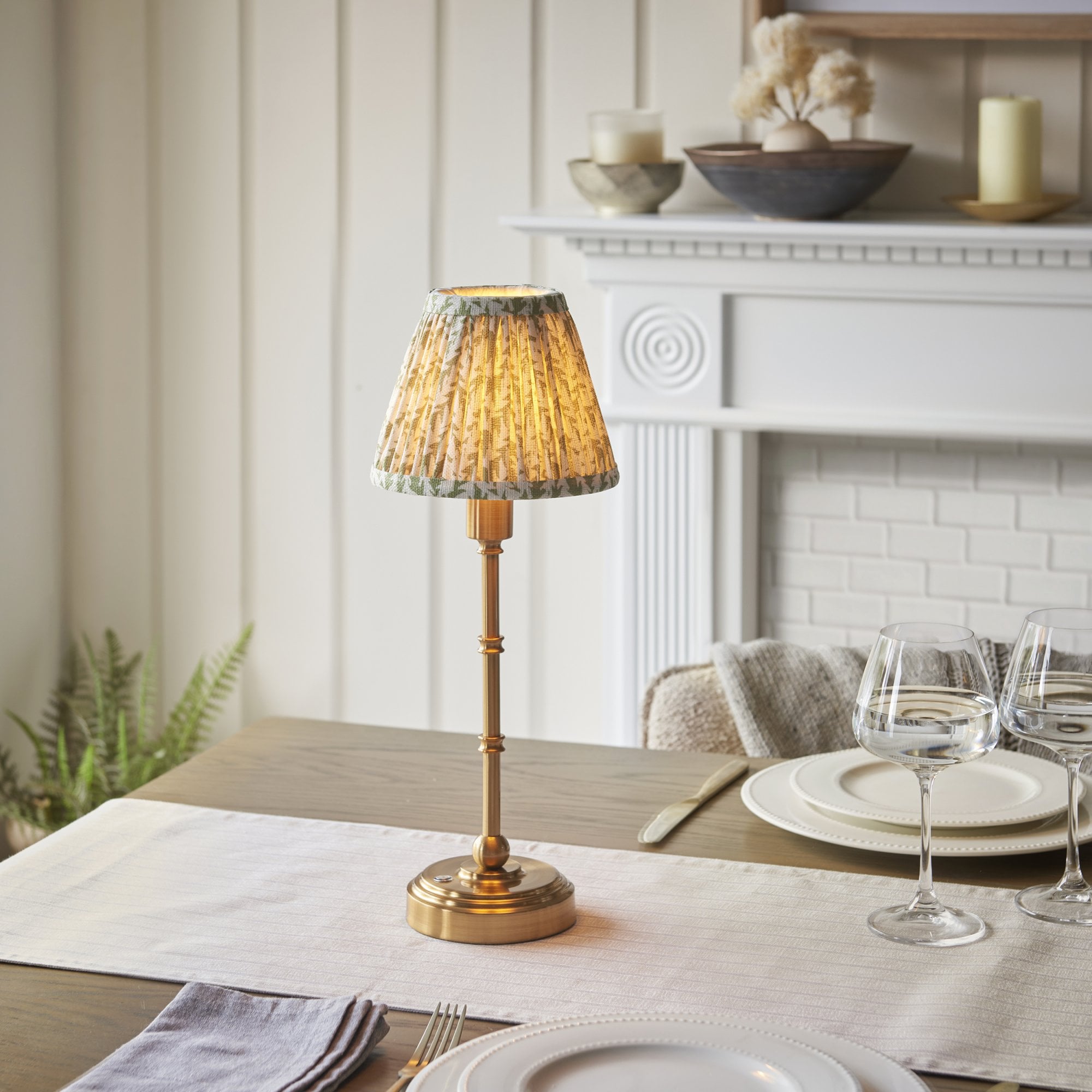 Endon Burley Rechargeable Table Lamp & Leaf 16cm Herb Garden Green Shade