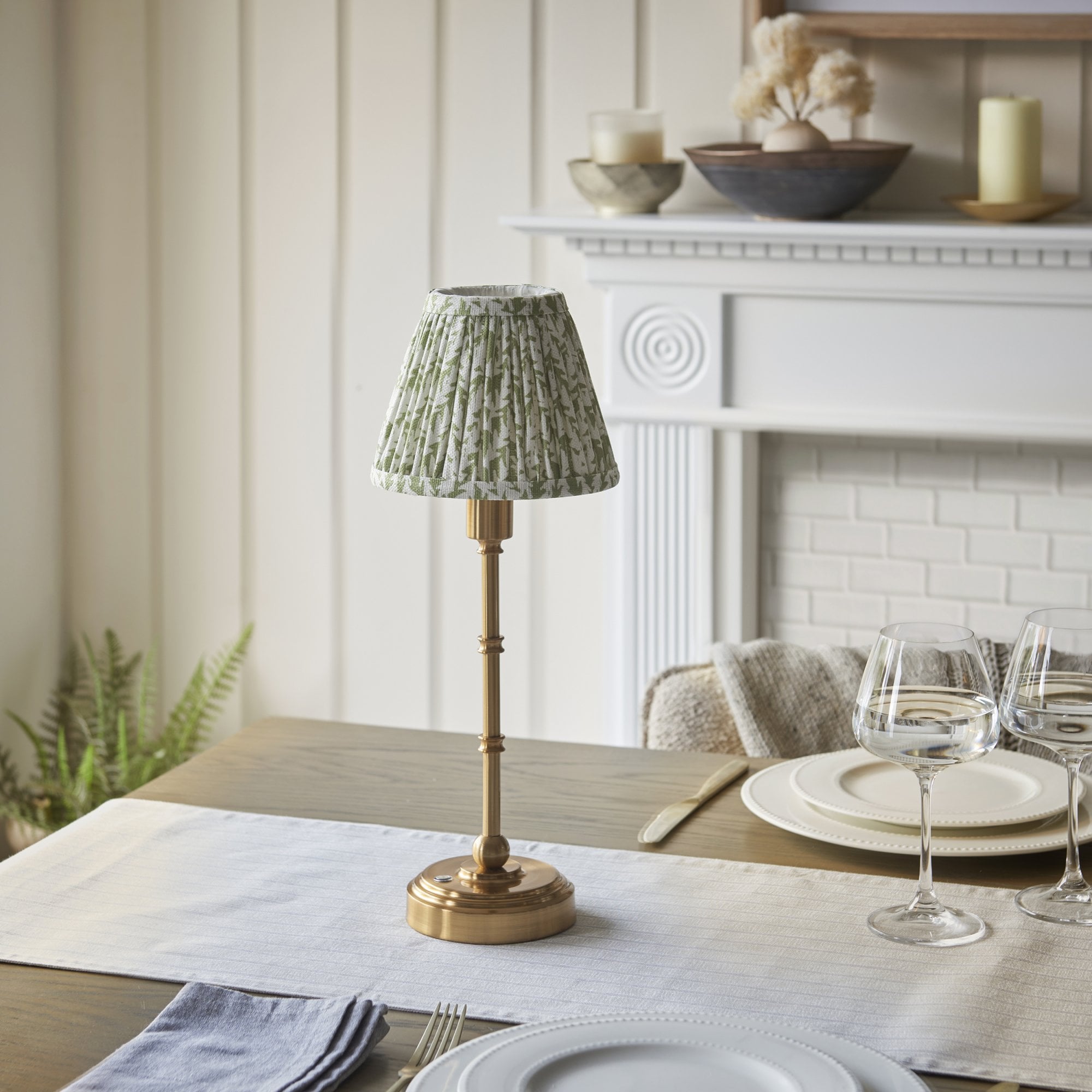 Endon Burley Rechargeable Table Lamp & Leaf 16cm Herb Garden Green Shade