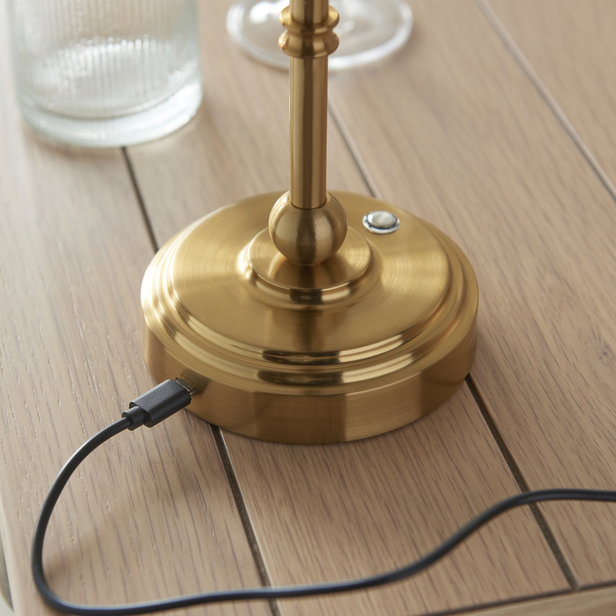Endon Burley Rechargeable Table Lamp & Leaf 16cm Herb Garden Green Shade