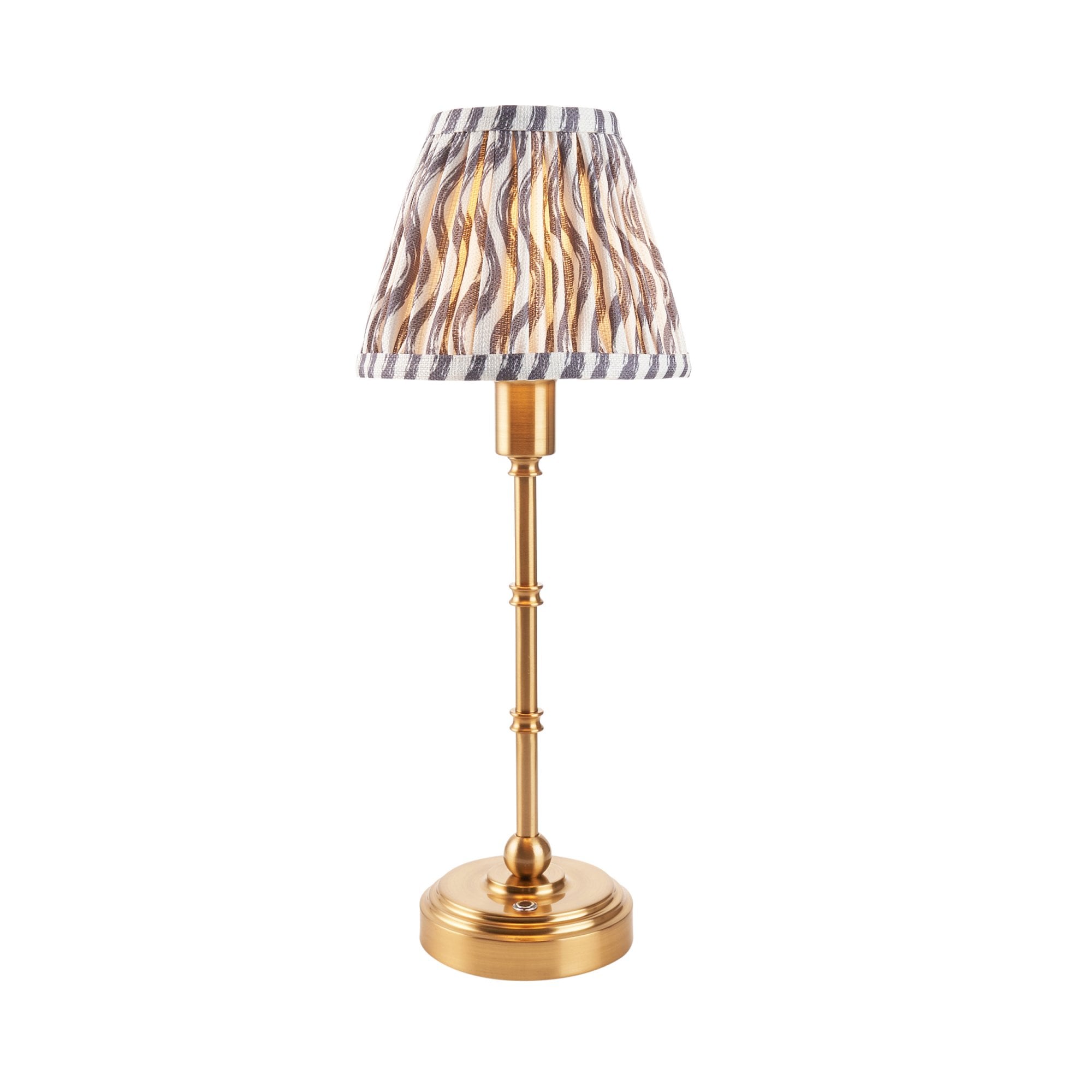 Endon Burley Rechargeable Table Lamp & Ripple 16cm Pearl Grey Shade