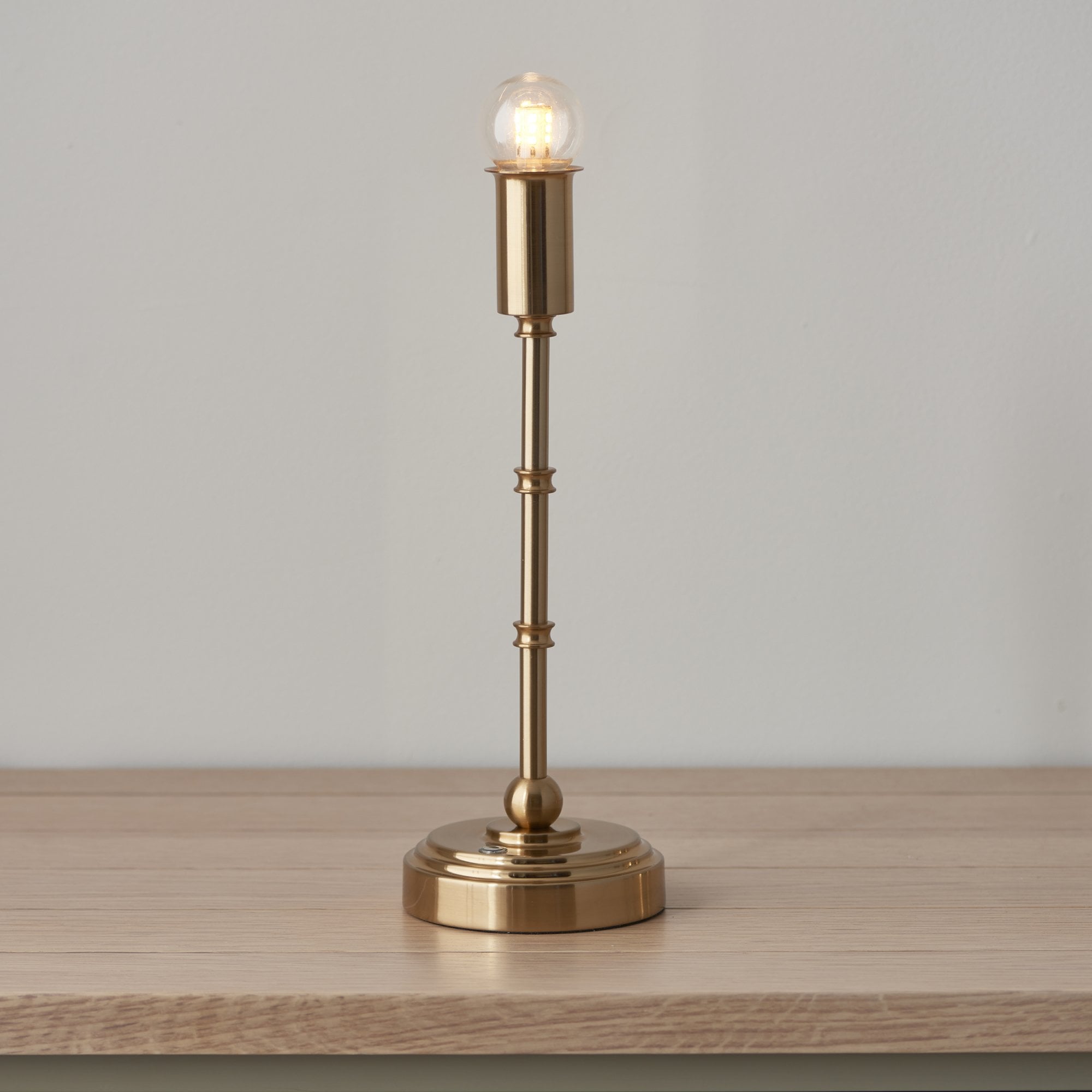 Endon Burley Rechargeable Table Lamp & Ripple 16cm Pearl Grey Shade