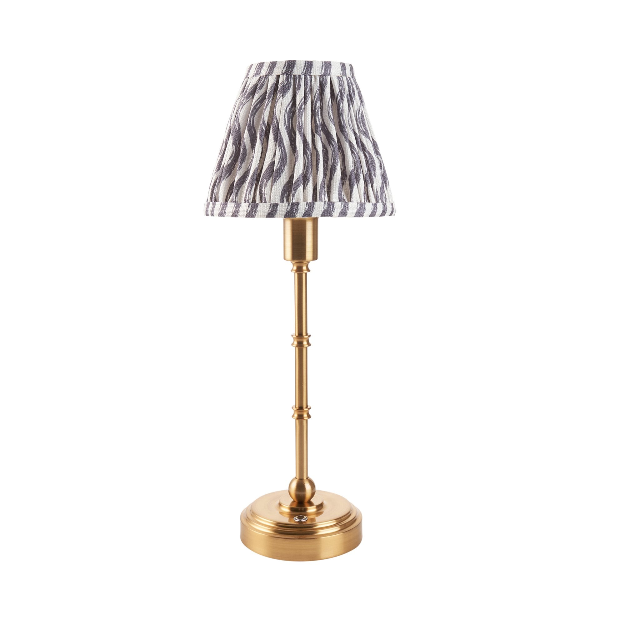 Endon Burley Rechargeable Table Lamp & Ripple 16cm Pearl Grey Shade