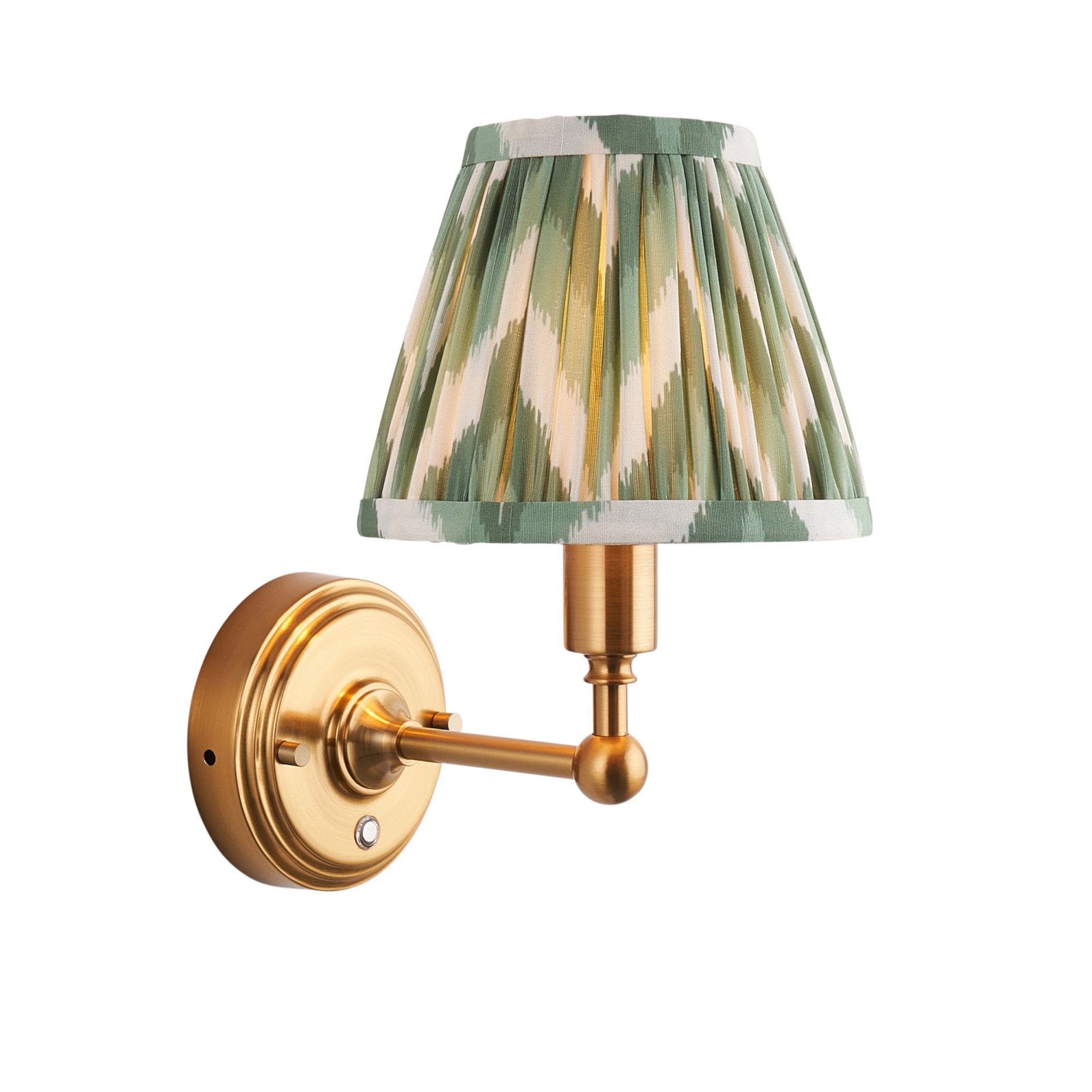 Endon Burley Rechargeable Wall Light & Zigzag 16cm Cotswold Green Shade