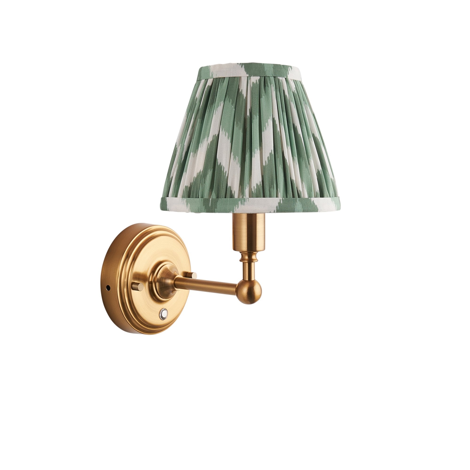Endon Burley Rechargeable Wall Light & Zigzag 16cm Cotswold Green Shade