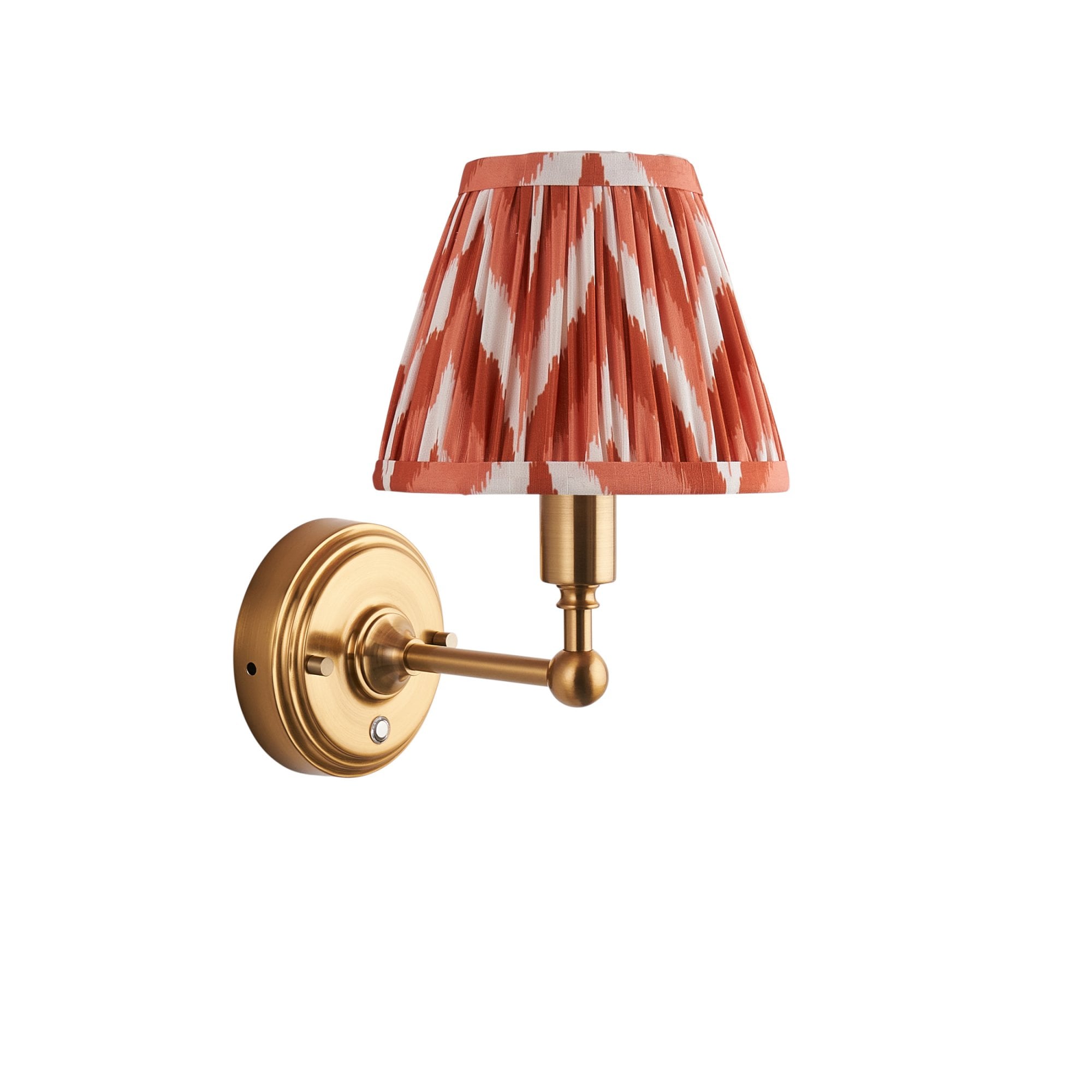 Endon Burley Rechargeable Wall Light & Zigzag 16cm Apricot Orange Shade