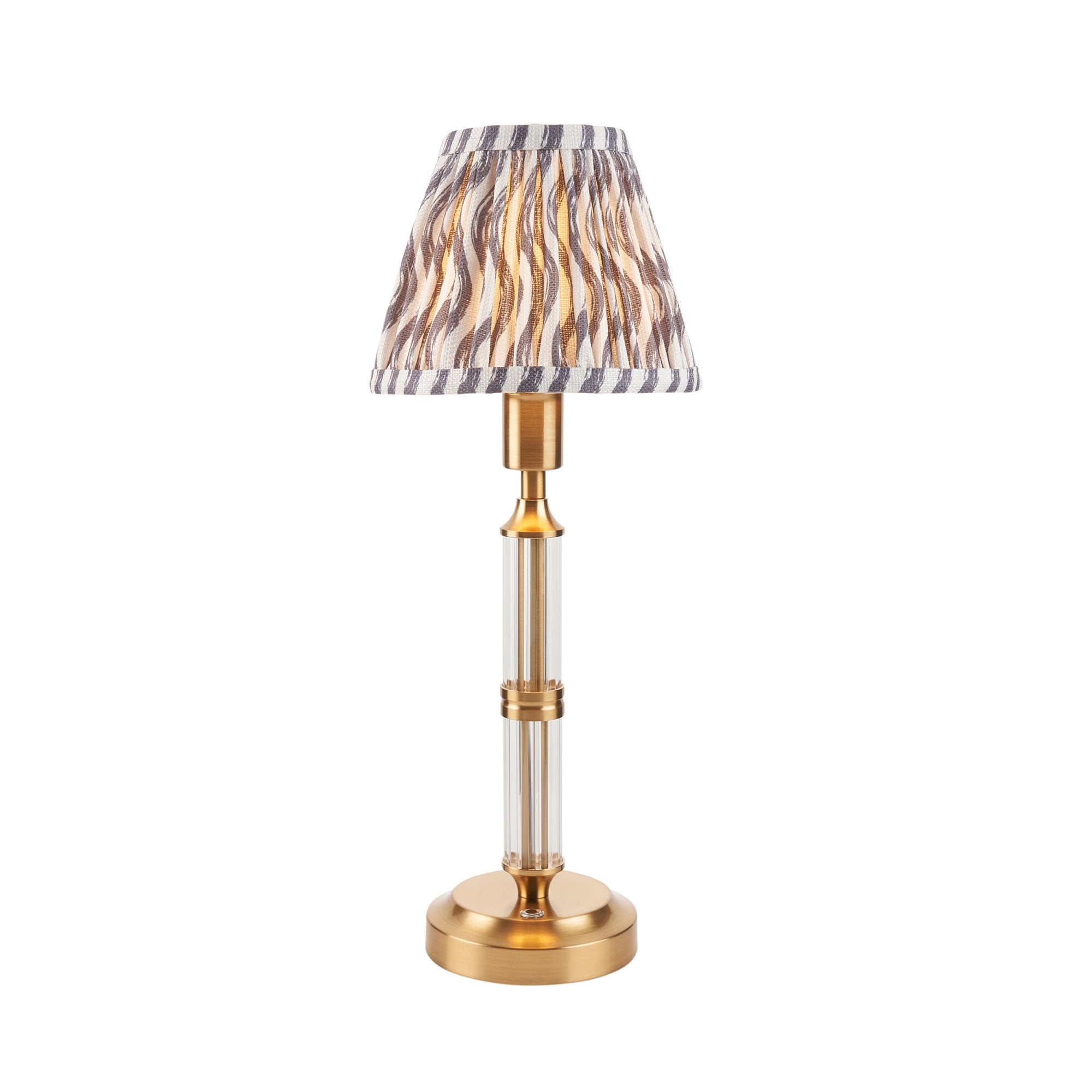 Endon Morton Rechargeable Table Lamp & Ripple 16cm Pearl Grey Shade