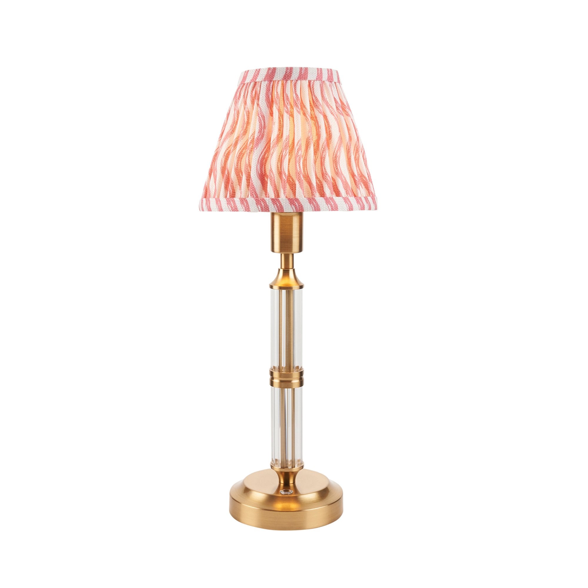 Endon Morton Rechargeable Table Lamp & Ripple 16cm Coral Pink Shade