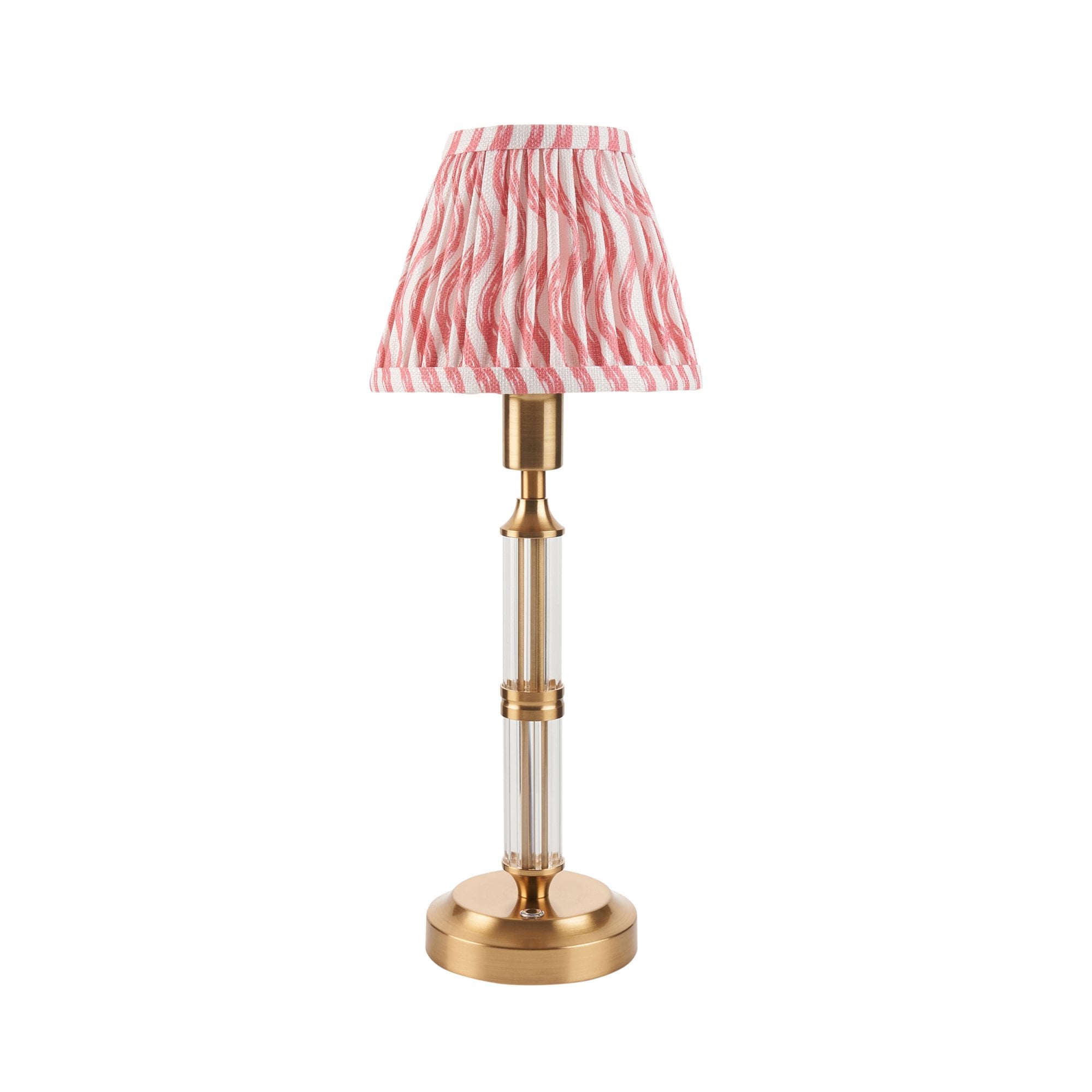 Endon Morton Rechargeable Table Lamp & Ripple 16cm Coral Pink Shade