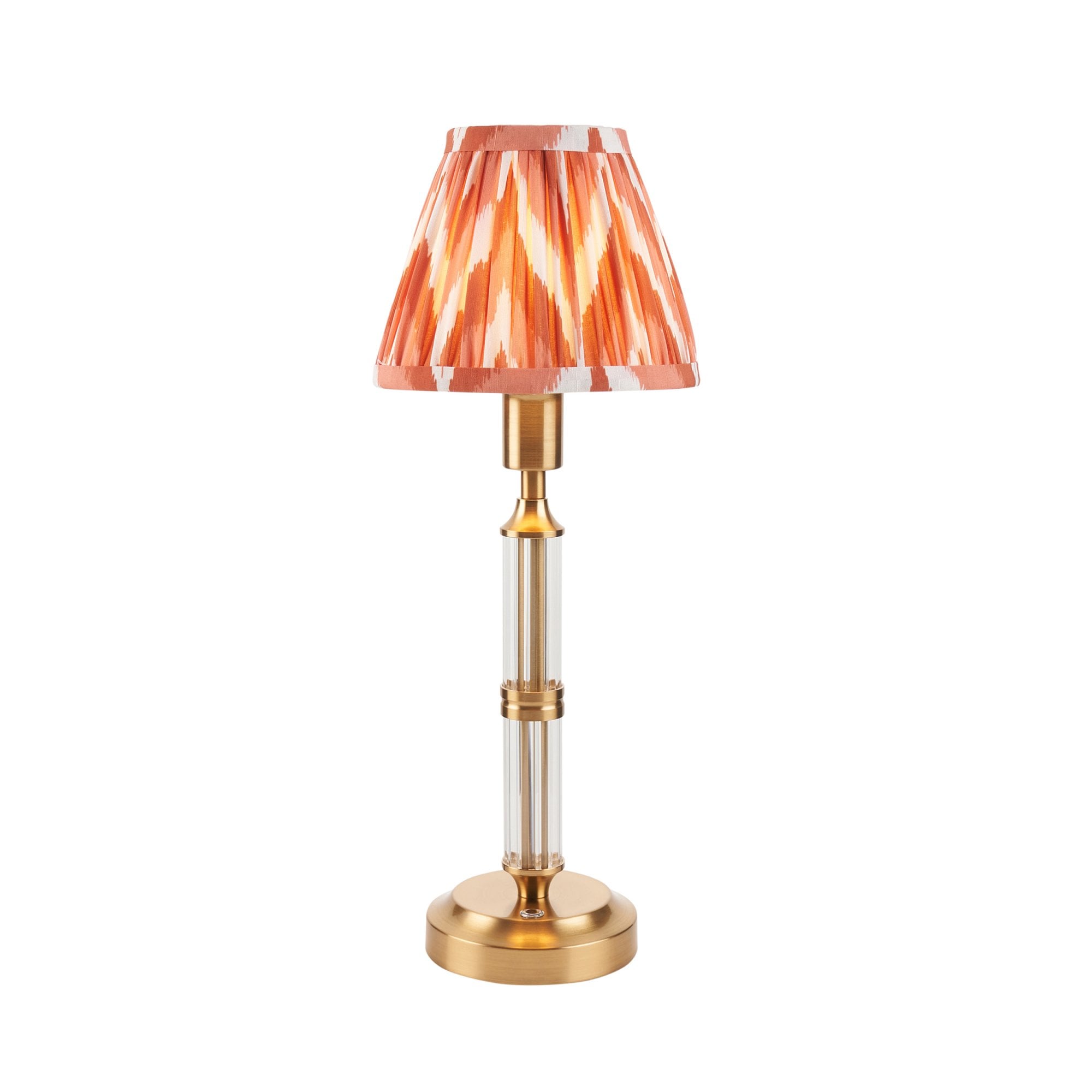 Endon Morton Rechargeable Table Lamp & Zigzag 16cm Apricot Orange Shade