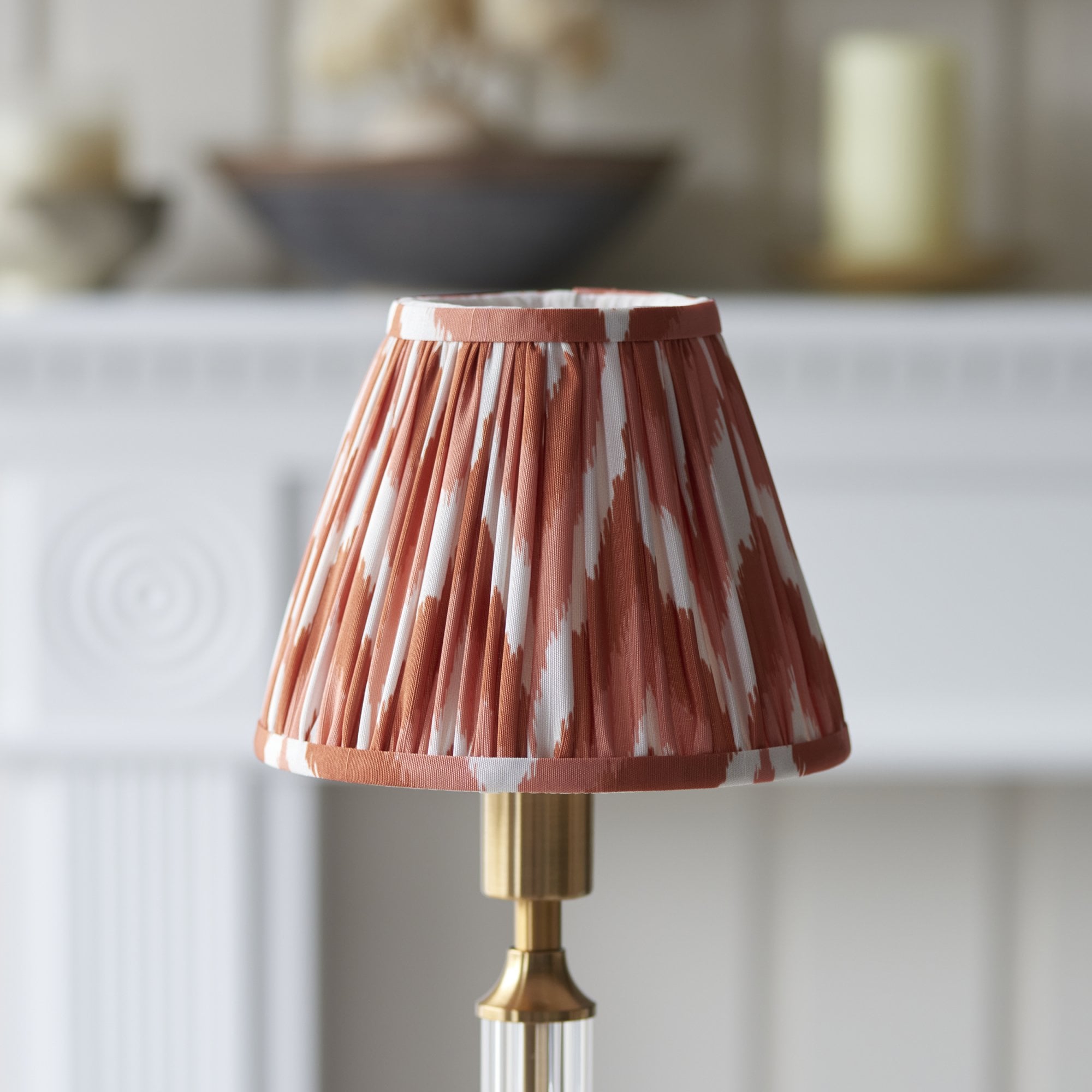 Endon Morton Rechargeable Table Lamp & Zigzag 16cm Apricot Orange Shade