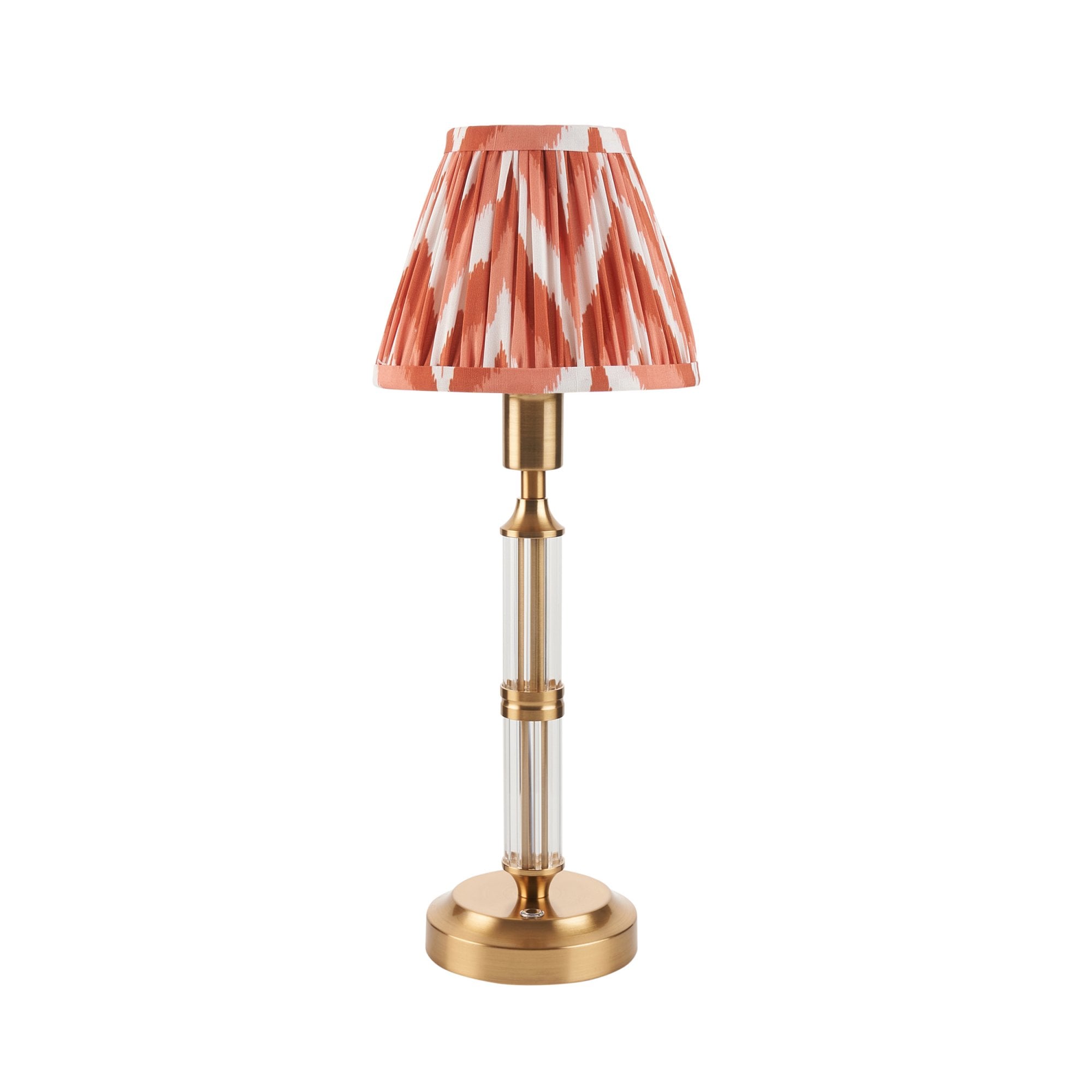 Endon Morton Rechargeable Table Lamp & Zigzag 16cm Apricot Orange Shade