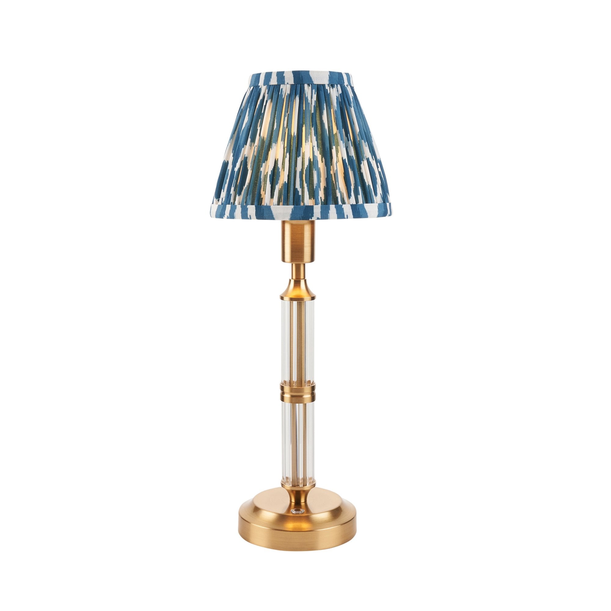 Endon Morton Rechargeable Table Lamp & Ikat 16cm Marlin Blue Shade