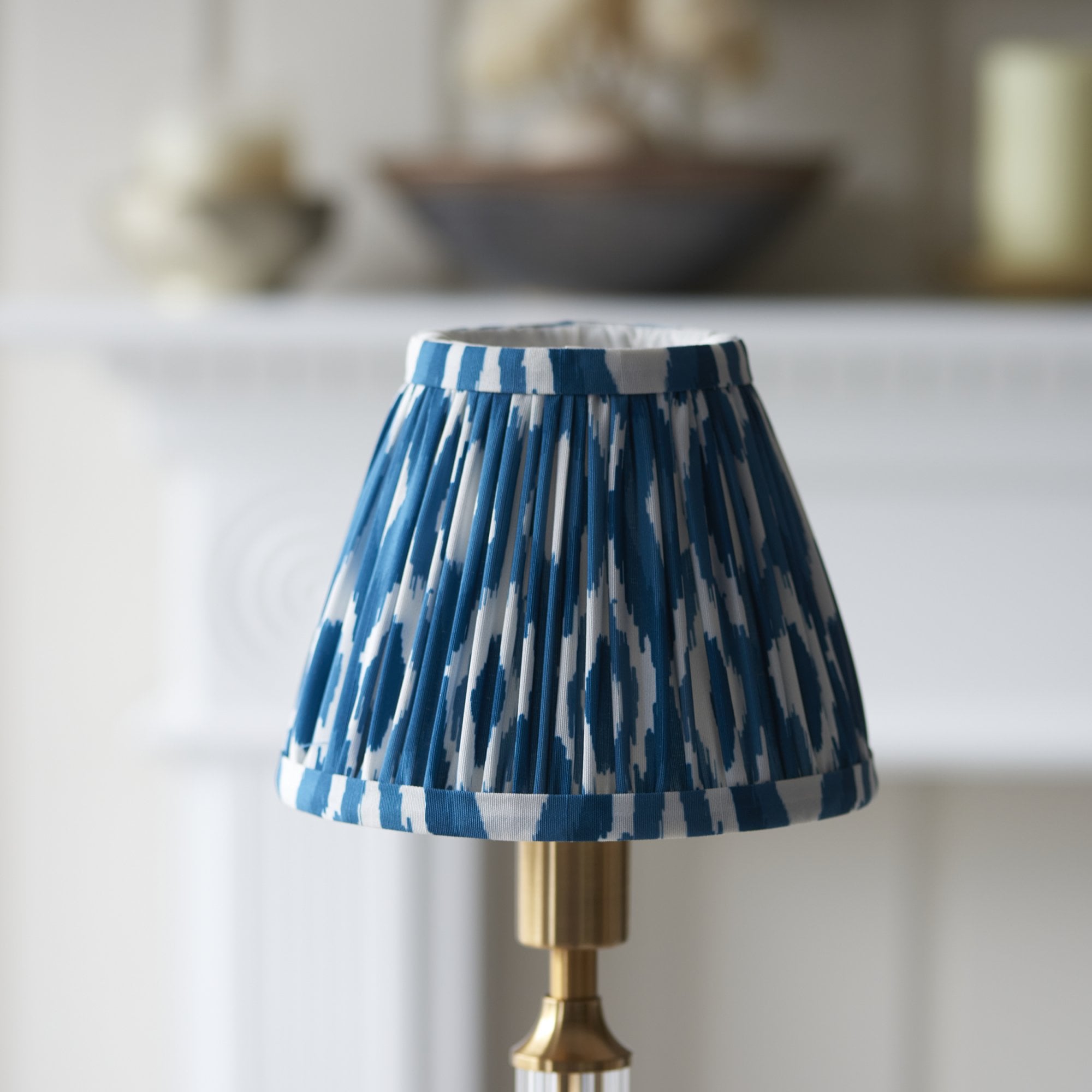 Endon Morton Rechargeable Table Lamp & Ikat 16cm Marlin Blue Shade