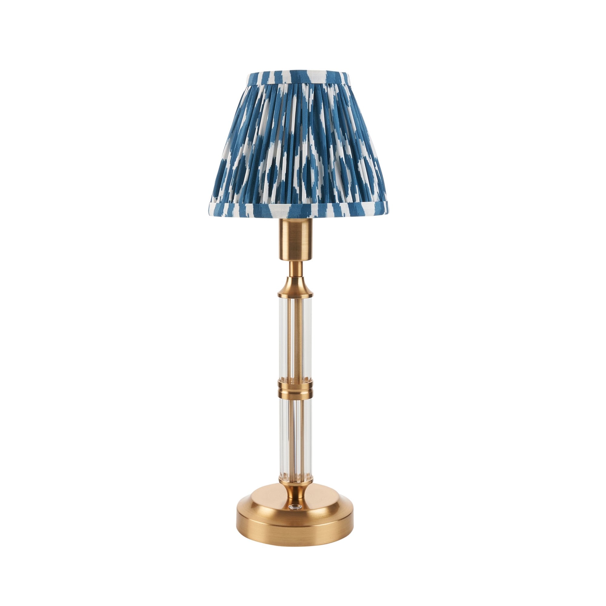Endon Morton Rechargeable Table Lamp & Ikat 16cm Marlin Blue Shade