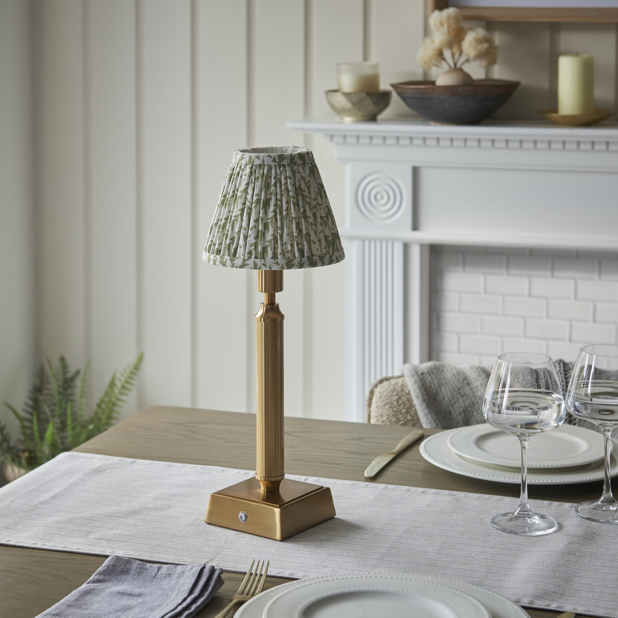 Endon Trobridge Rechargeable Table Lamp & Leaf 16cm Herb Garden Green Shade
