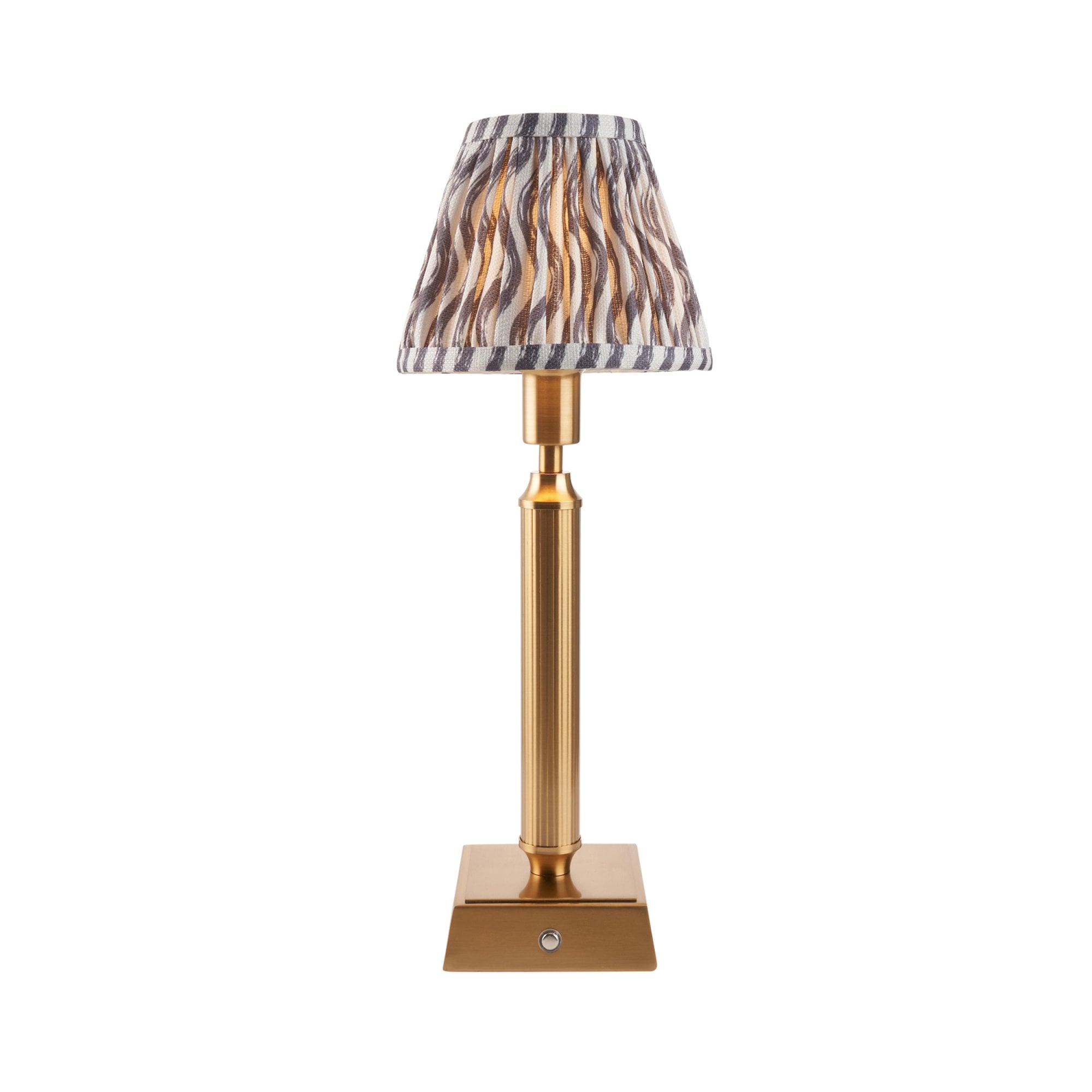 Endon Trobridge Rechargeable Table Lamp & Ripple 16cm Pearl Grey Shade
