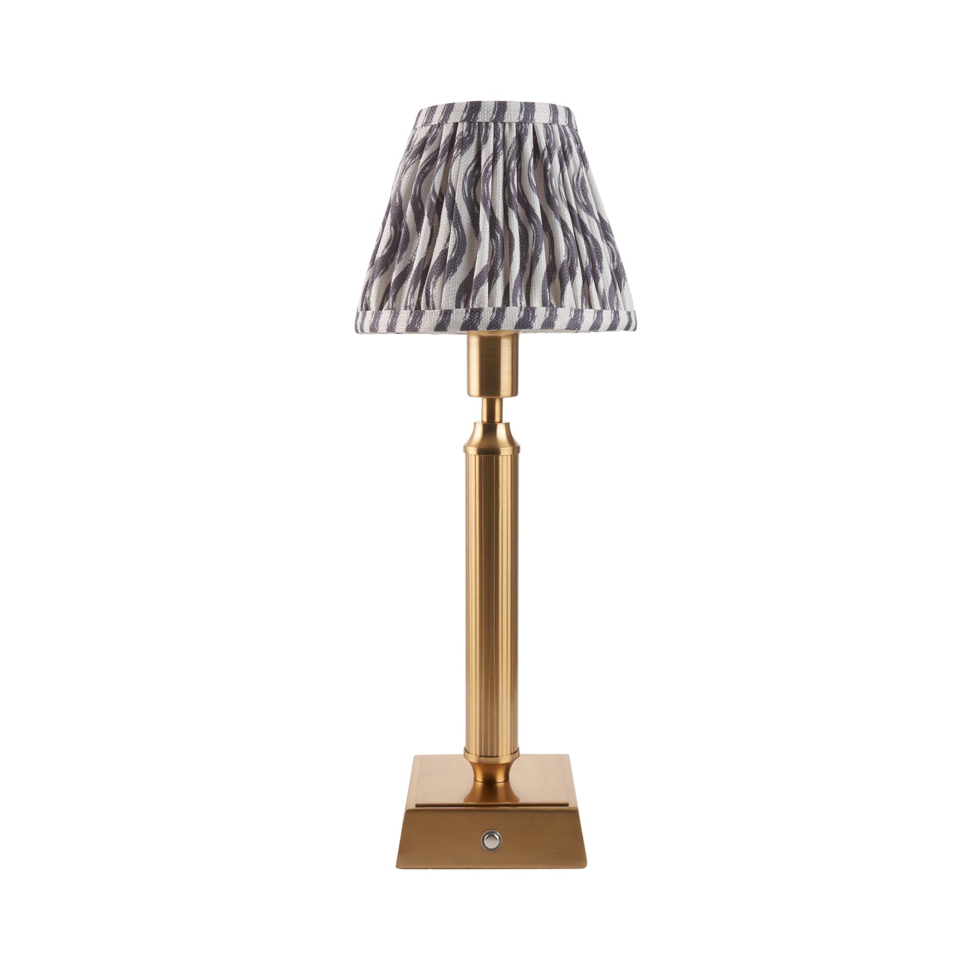 Endon Trobridge Rechargeable Table Lamp & Ripple 16cm Pearl Grey Shade
