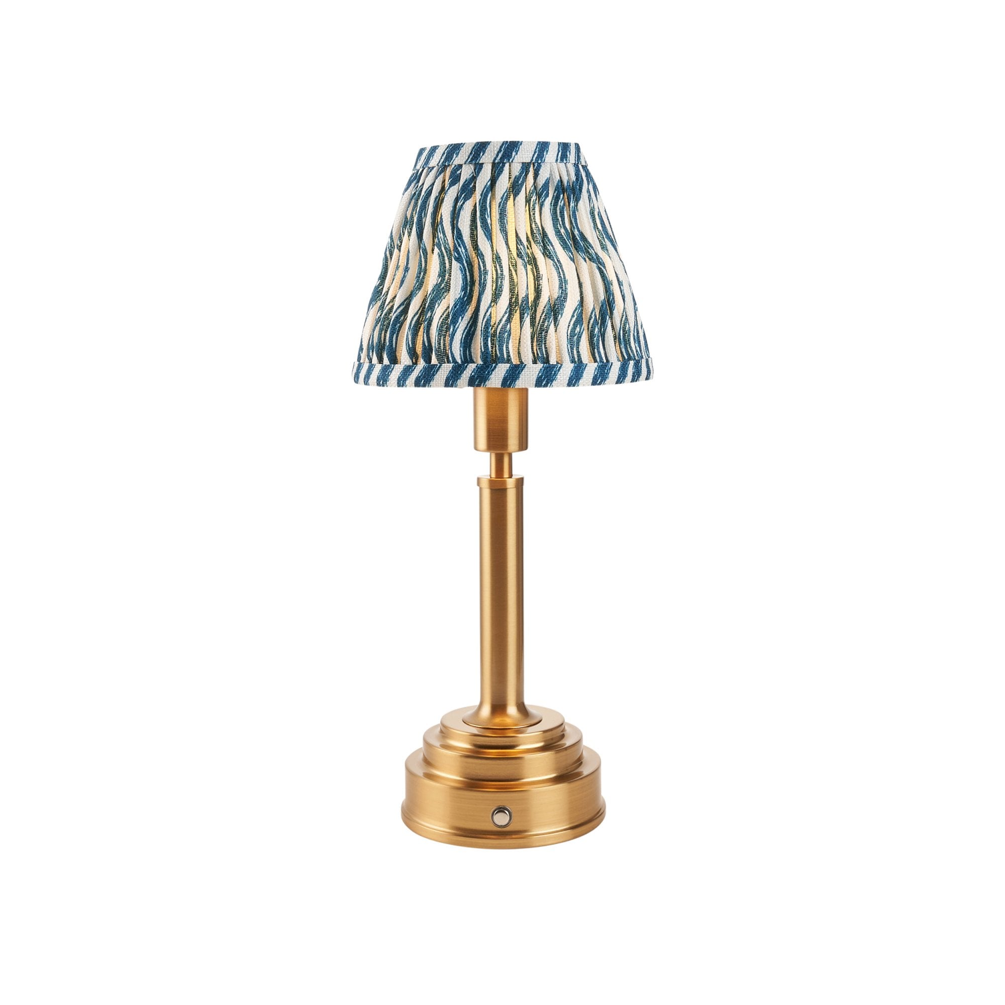 Endon Upton Rechargeable Table Lamp & Ripple 16cm Marlin Blue Shade