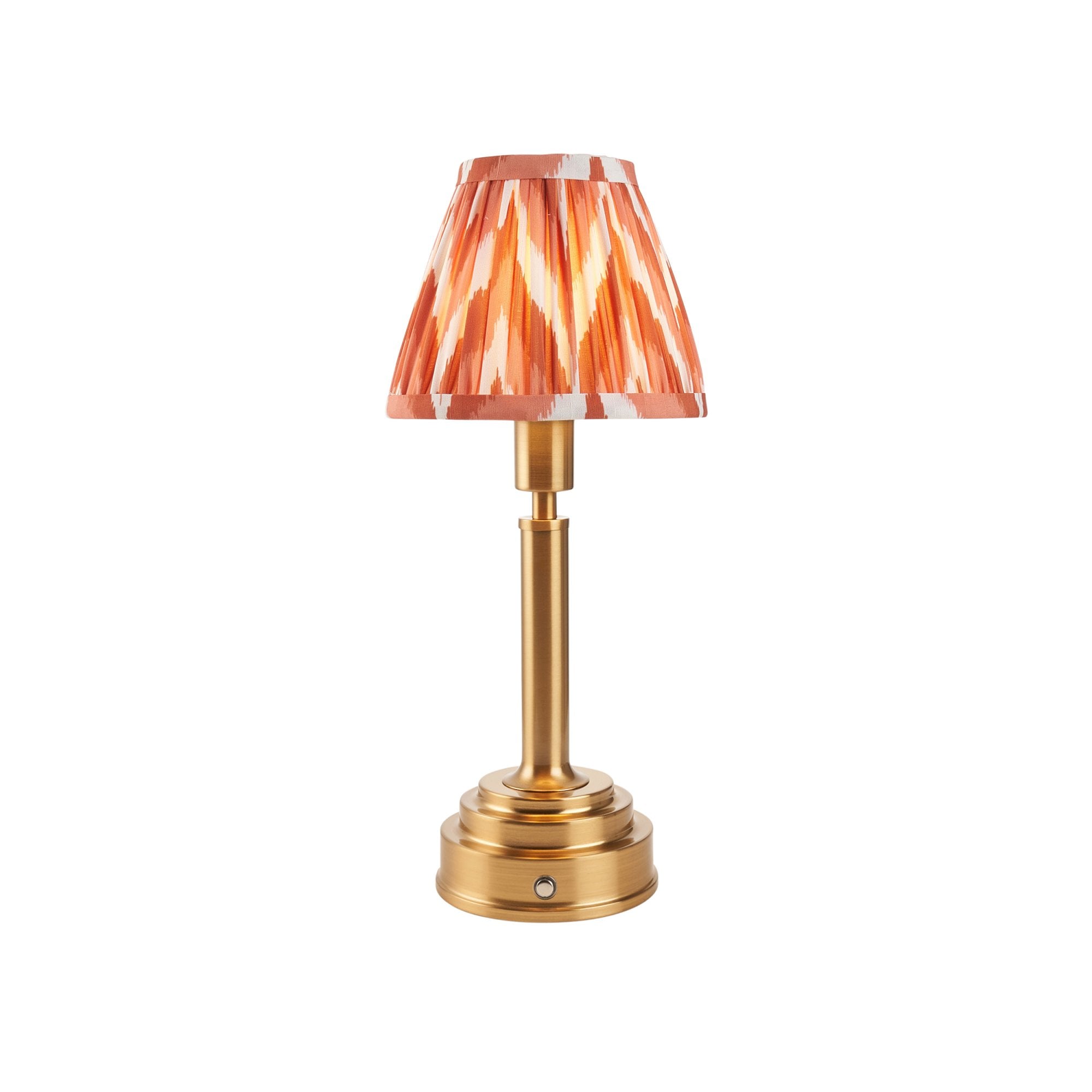 Endon Upton Rechargeable Table Lamp & Zigzag 16cm Apricot Orange Shade