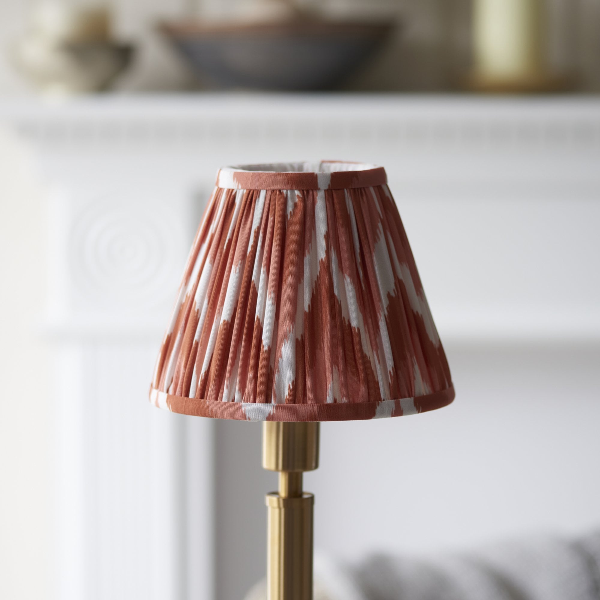 Endon Upton Rechargeable Table Lamp & Zigzag 16cm Apricot Orange Shade