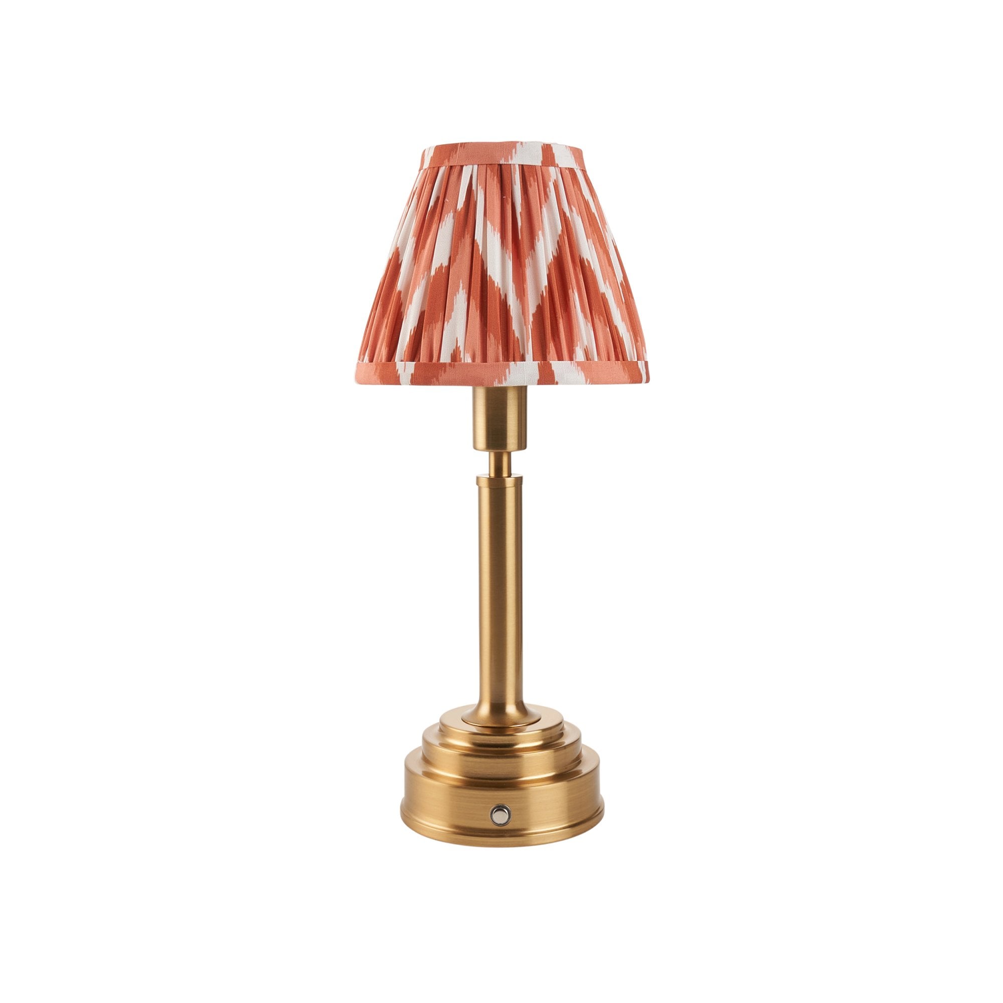 Endon Upton Rechargeable Table Lamp & Zigzag 16cm Apricot Orange Shade