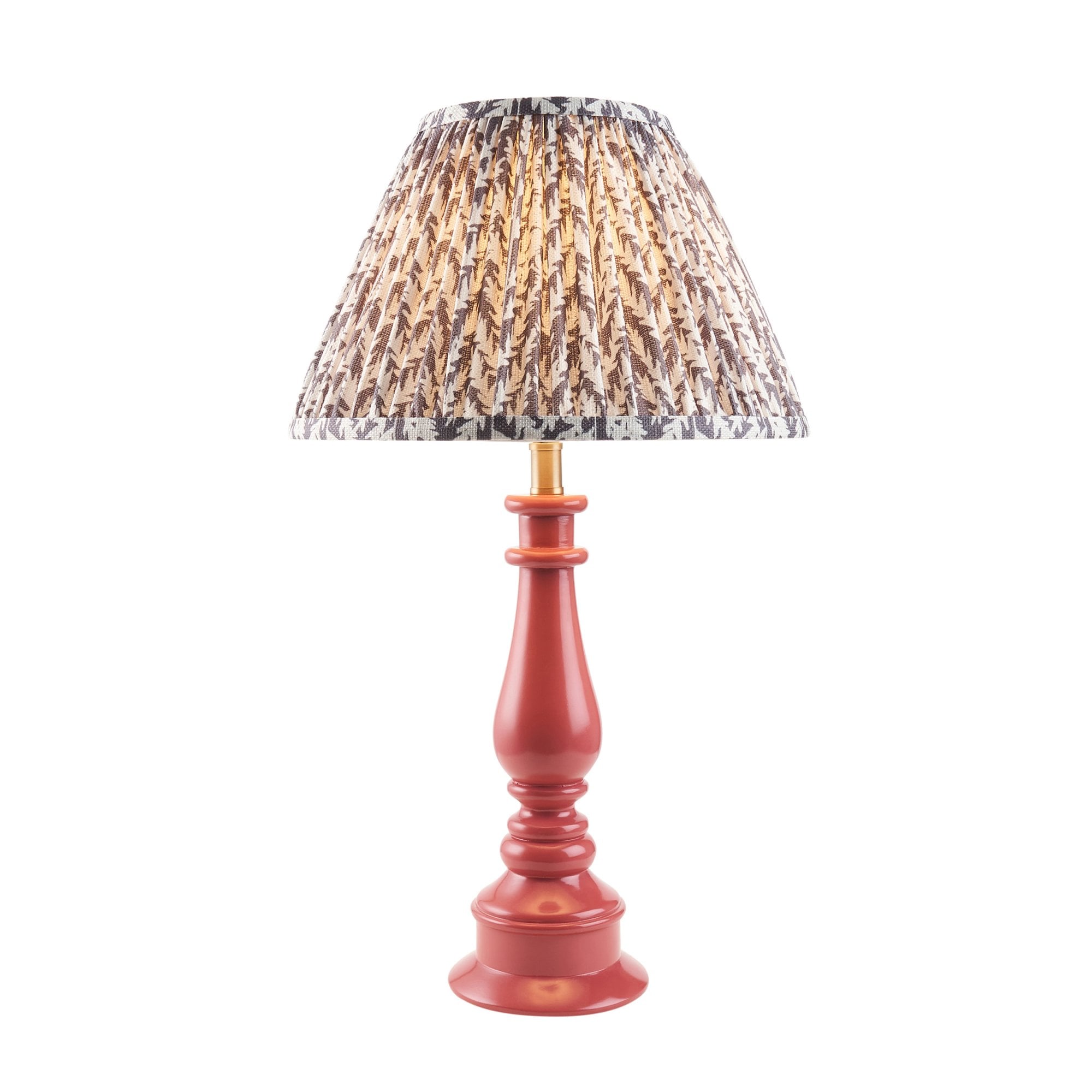 Endon Myrtle Gloss Pink Clay Table Lamp & Leaf 30cm Pearl Grey Shade