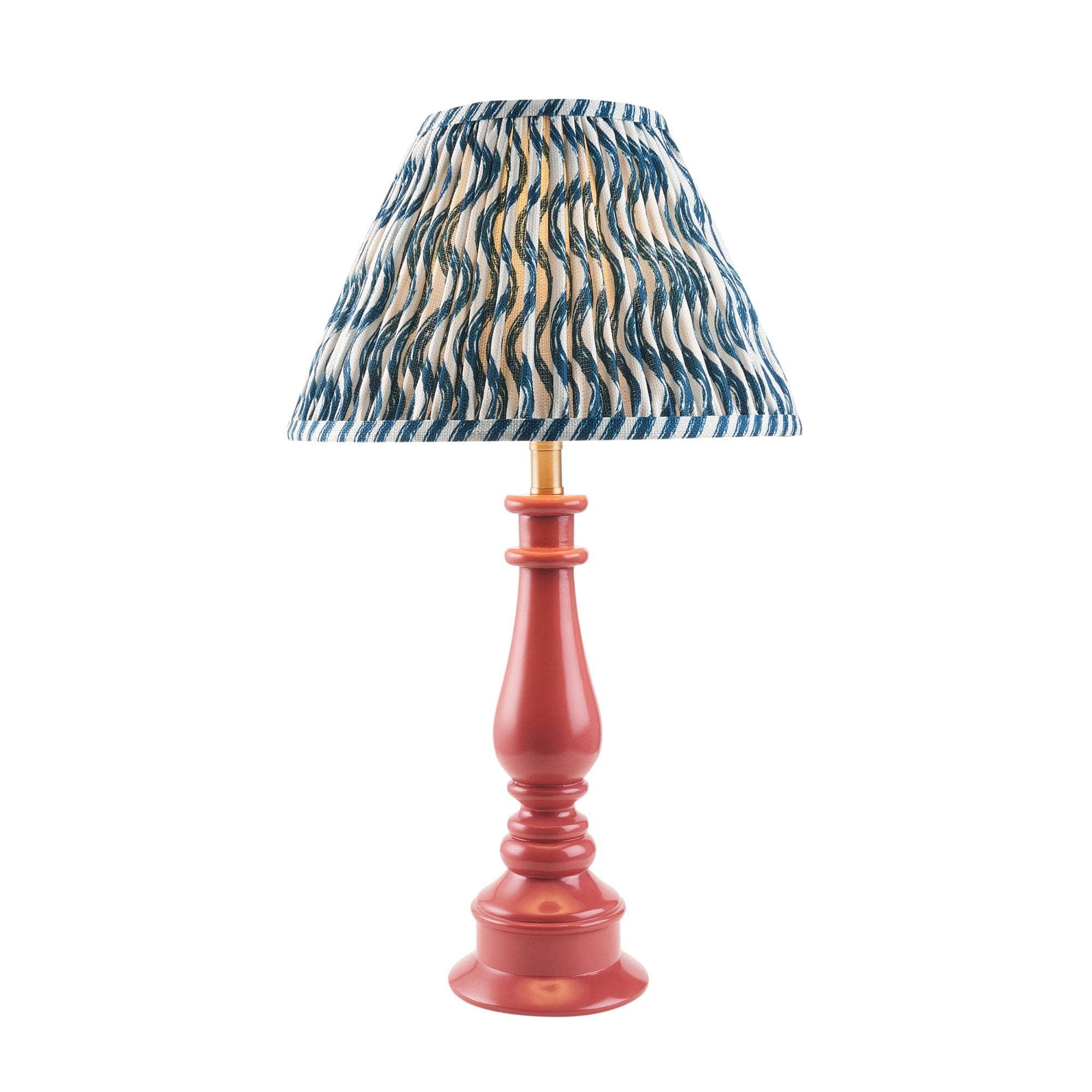Endon Myrtle Gloss Pink Clay Table Lamp & Ripple 30cm Marlin Blue Shade