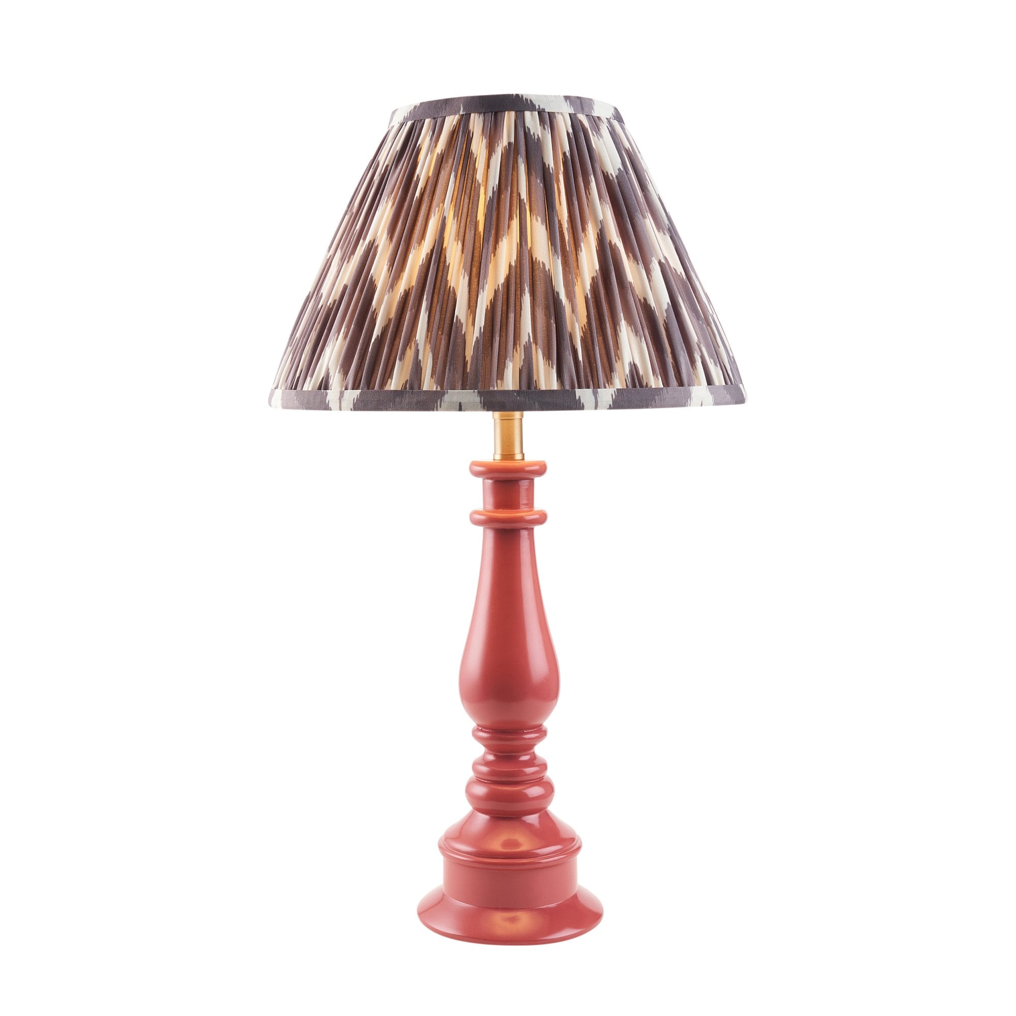 Endon Myrtle Gloss Pink Clay Table Lamp & Zigzag 30cm Pearl Grey Shade