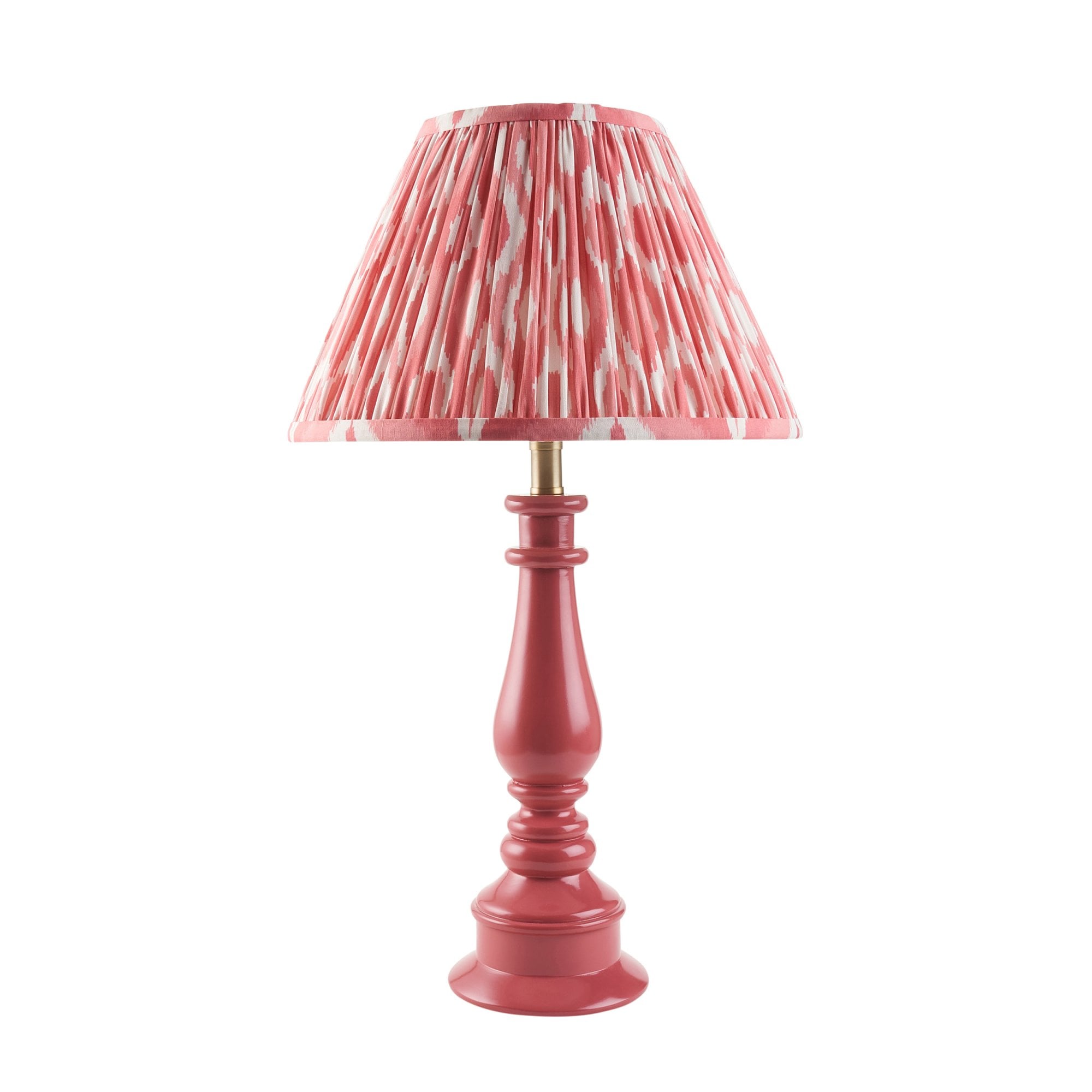 Endon Myrtle Gloss Pink Clay Table Lamp & Ikat 30cm Coral Pink Shade