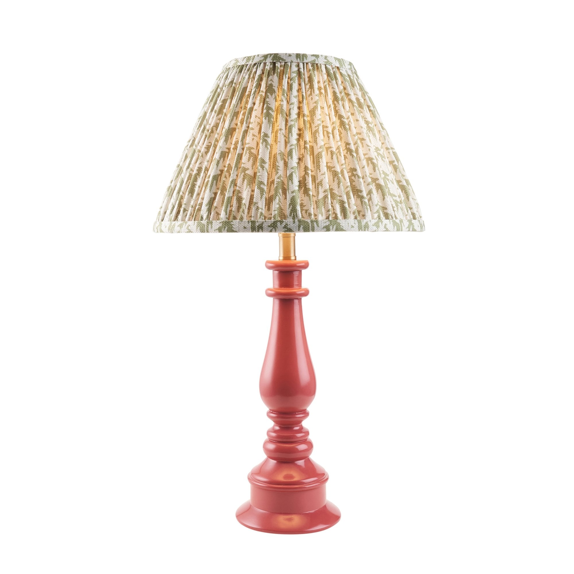 Endon Myrtle Gloss Pink Clay Table Lamp & Leaf 30cm Herb Garden Green Shade