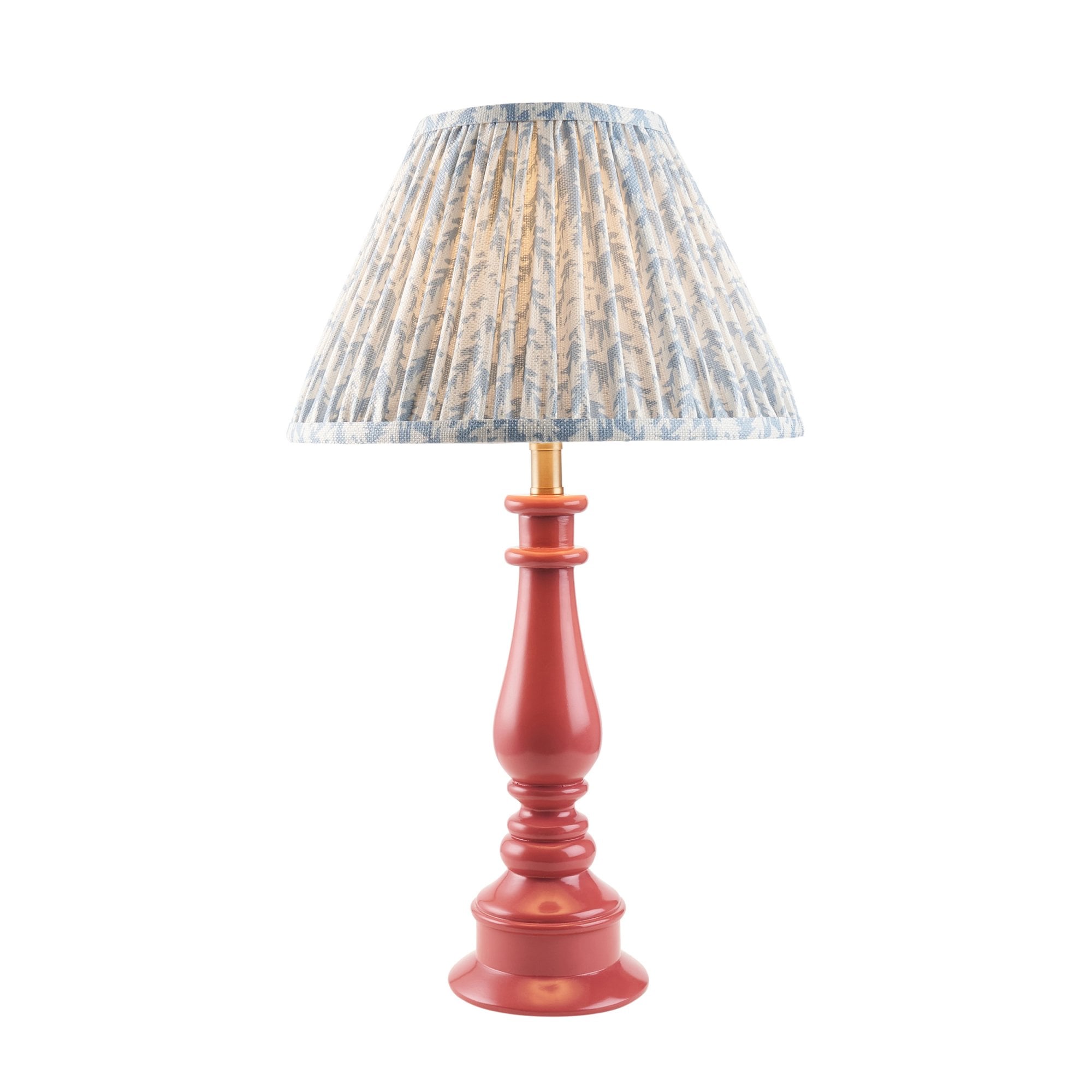 Endon Myrtle Gloss Pink Clay Table Lamp & Leaf 30cm Shell Bay Blue Shade