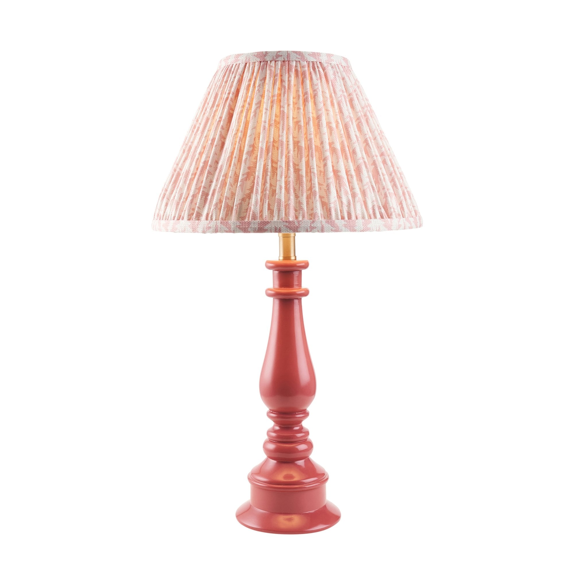 Endon Myrtle Gloss Pink Clay Table Lamp & Leaf 30cm Peachy Keen Shade
