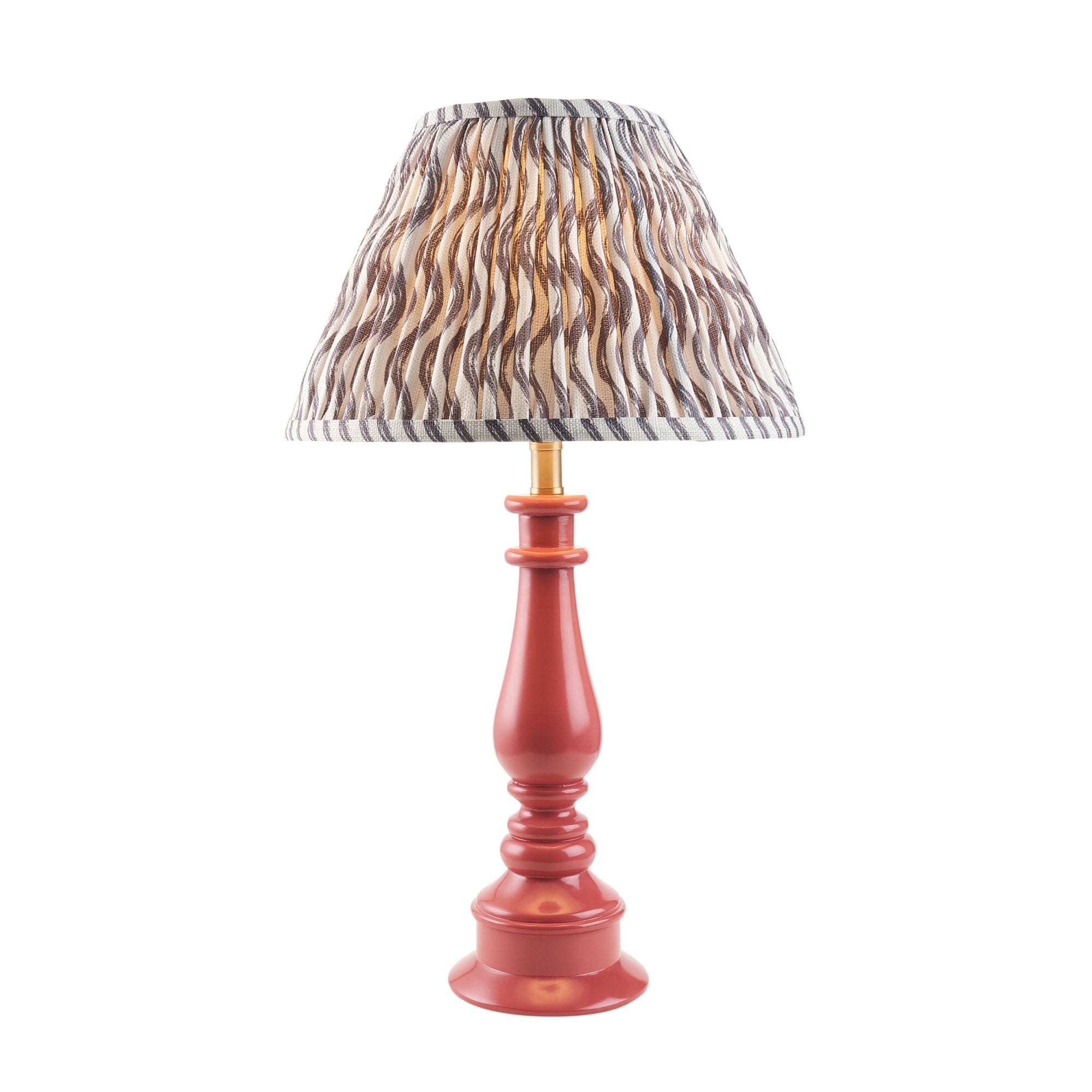 Endon Myrtle Gloss Pink Clay Table Lamp & Ripple 30cm Pearl Grey Shade