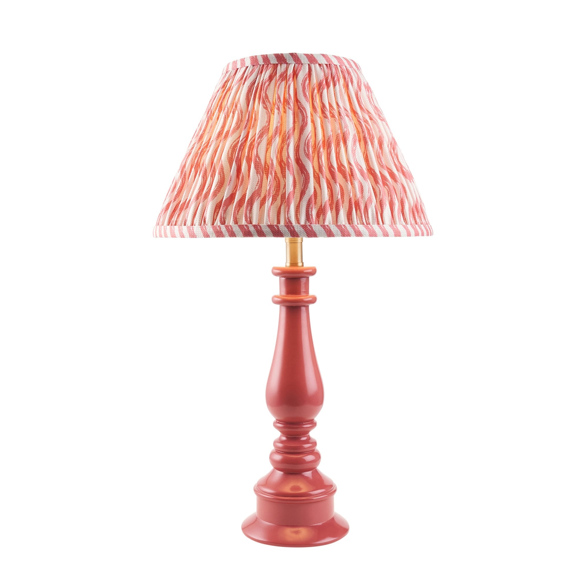 Endon Myrtle Gloss Pink Clay Table Lamp & Ripple 30cm Coral Pink Shade