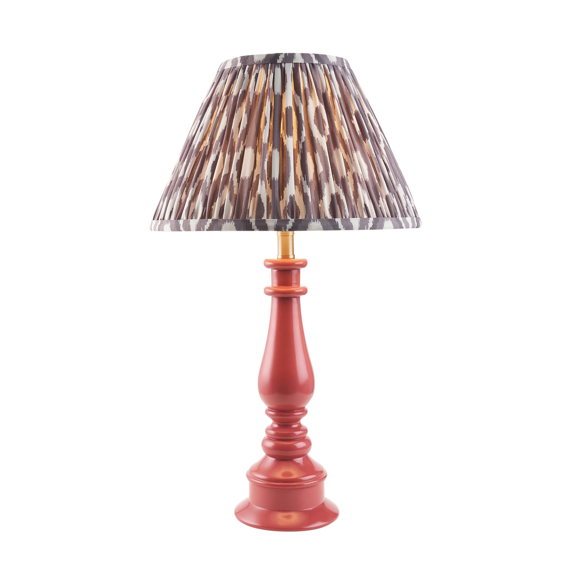 Endon Myrtle Gloss Pink Clay Table Lamp & Ikat 30cm Pearl Grey Shade